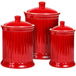Omniware - Simsbury Canisters, Set of 3 - Red