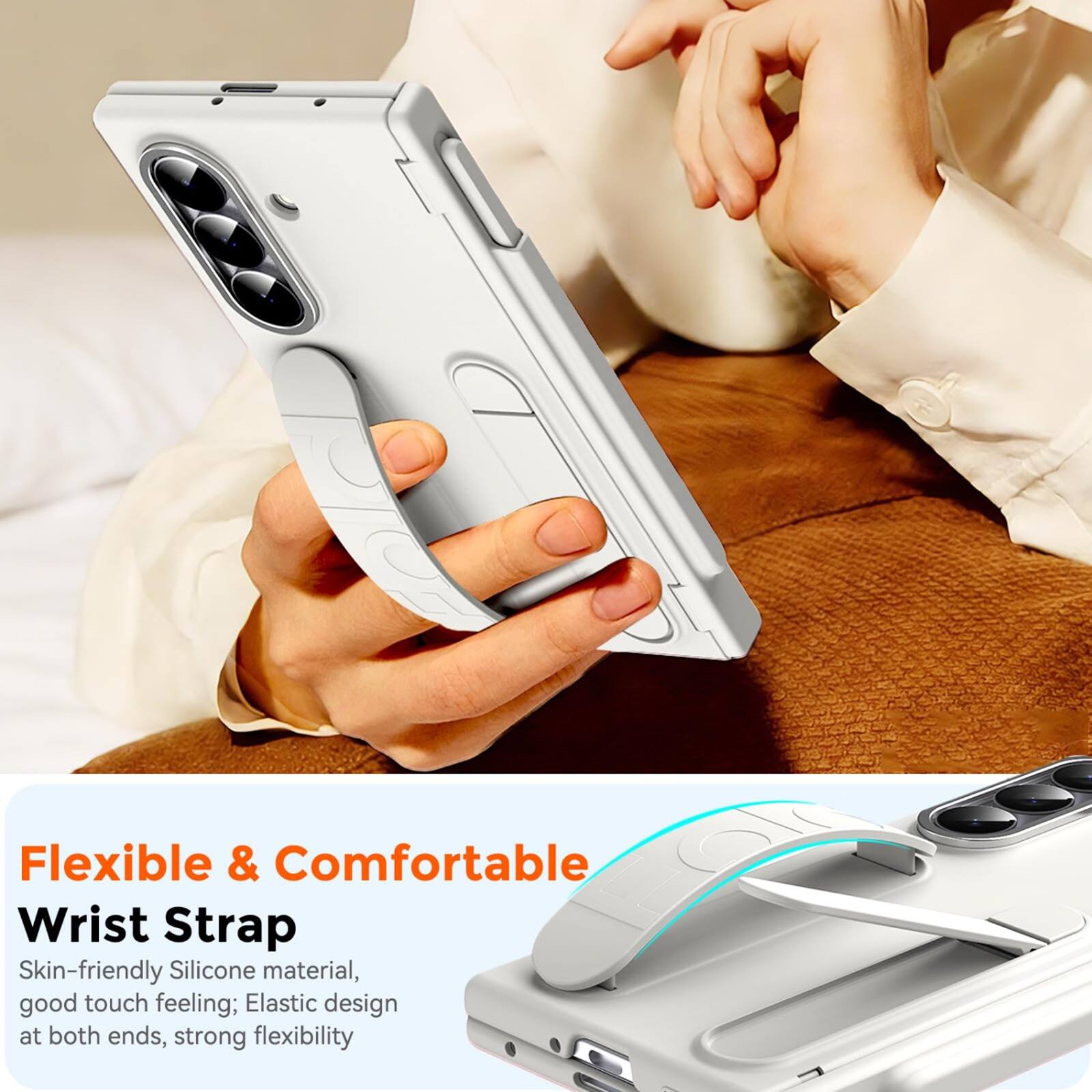 Flexible & Comfortable Wrist Strap  
Skin-friendly Silicone material, good touch feeling; Elastic design at both ends, strong flexibility