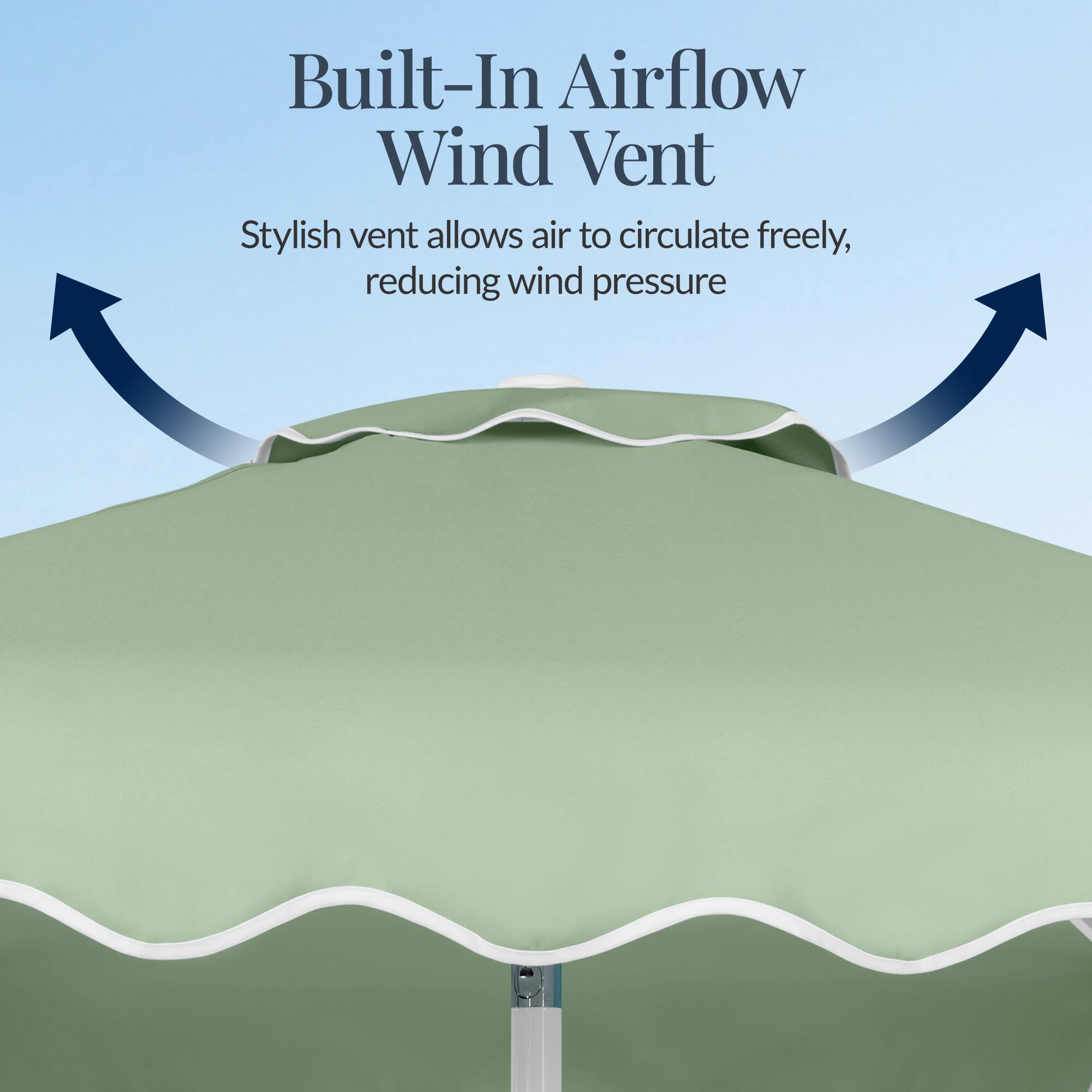 Built-In Airflow Wind Vent

Stylish vent allows air to circulate freely, reducing wind pressure