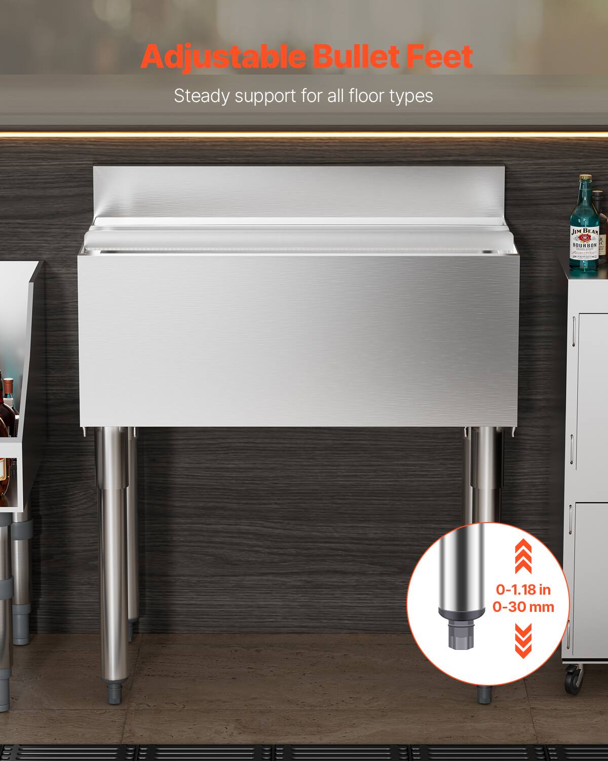 Adjustable Bullet Feet  
Steady support for all floor types  

0-1.18 in  
0-30 mm