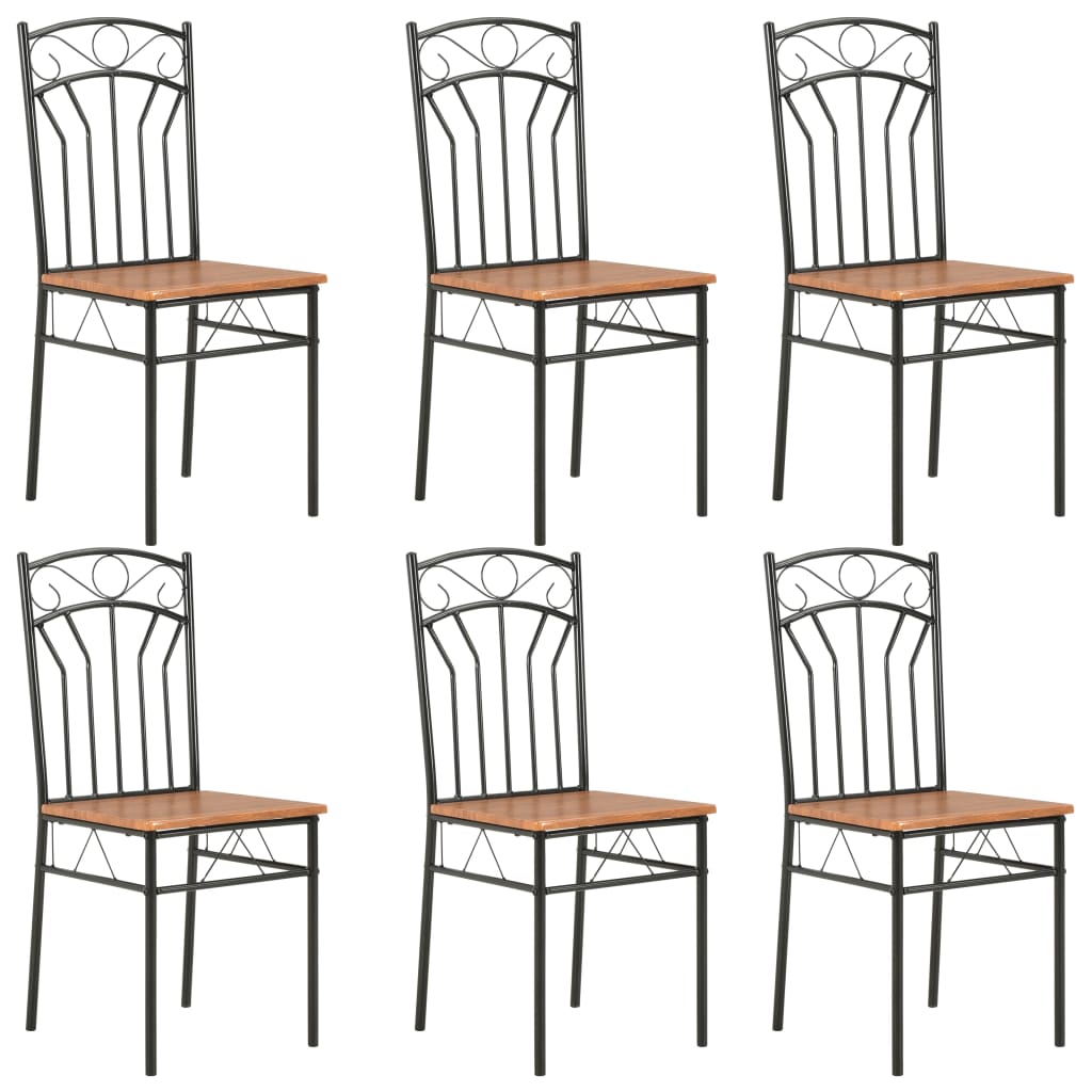Front. Boyel Living - Indoor Dining Chair Set of 6 Brown and black MDF and steel Standard - Brown.