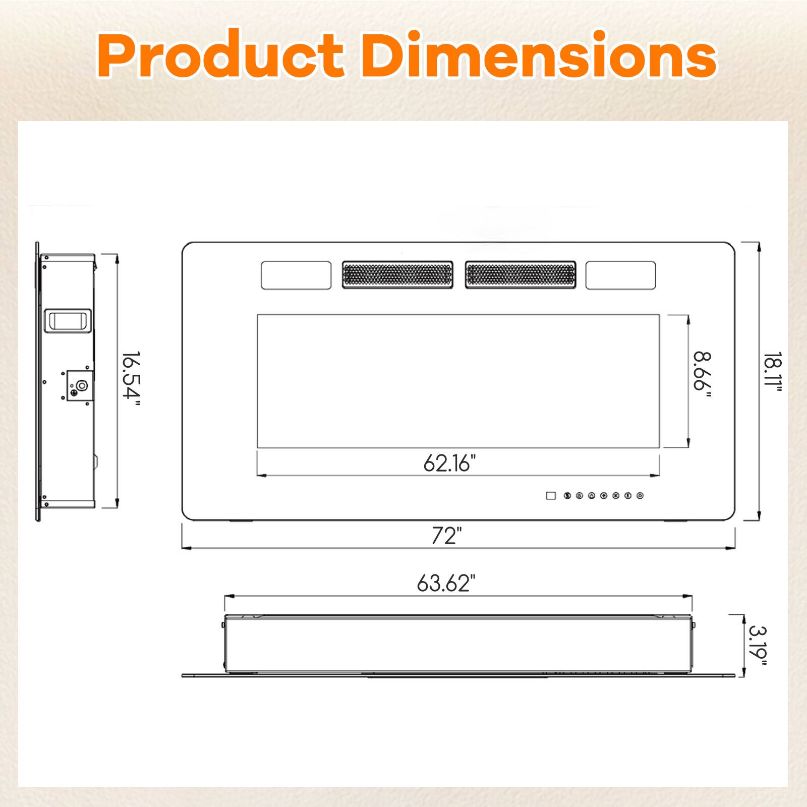 Product Dimensions: 16.54" x 18.11" x 62.16" x 72" x 63.62" x 3.19"
