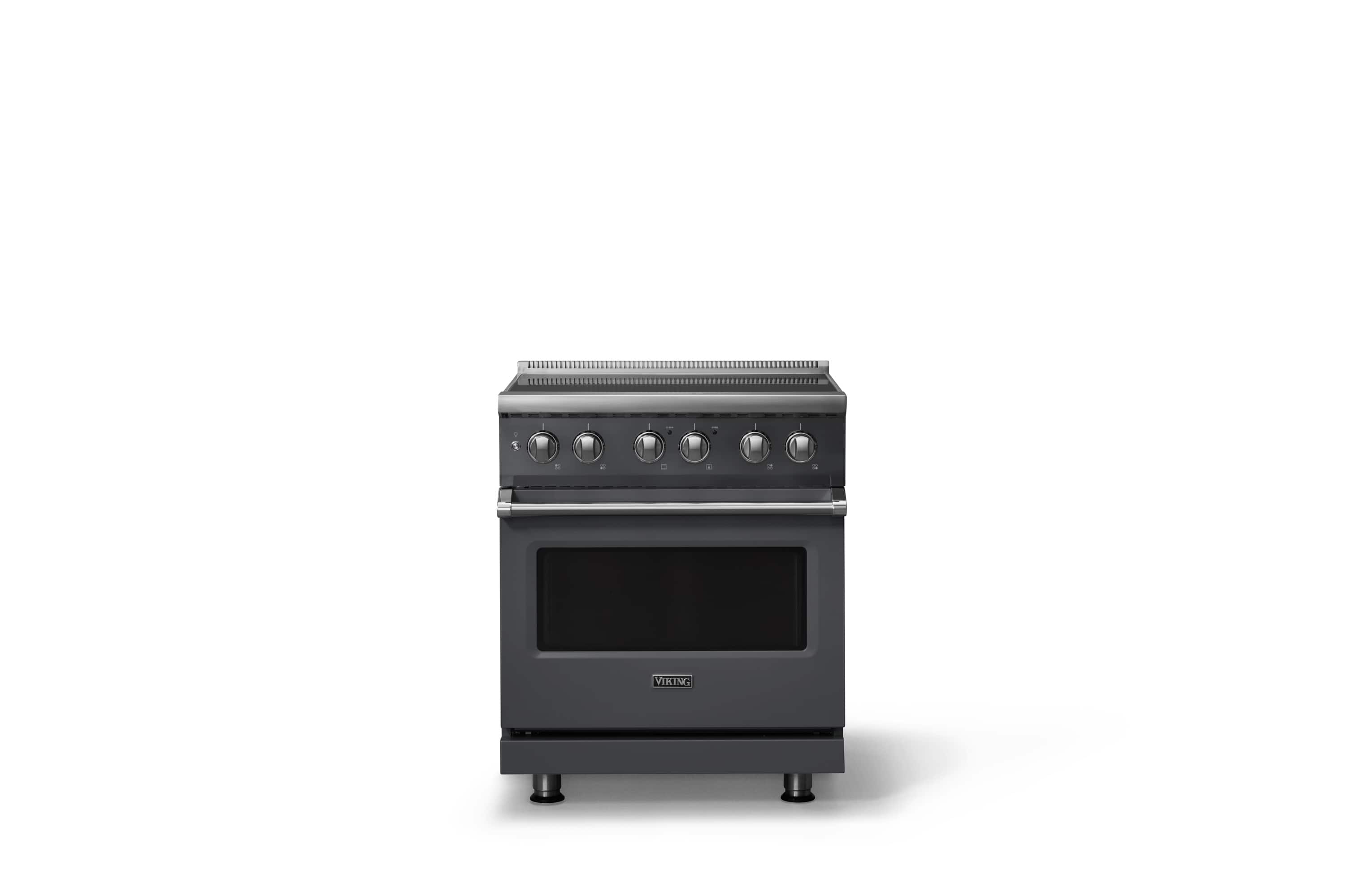 Front. Viking - 30 in. Wide 4 Elements Pro 5 Series 4.7 Cu. Ft. Freestanding Induction Convection Range - Cast Black - Cast Black.