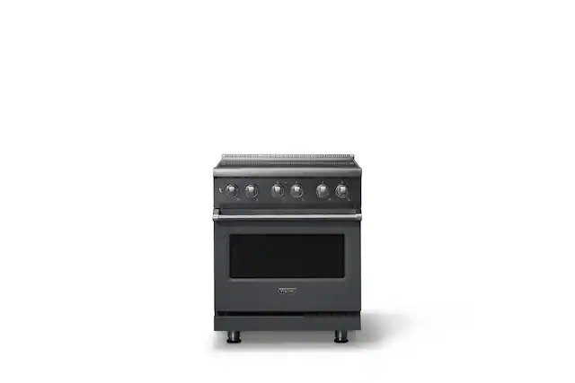 Front. Viking - 30 in. Wide 4 Elements Pro 5 Series 4.7 Cu. Ft. Freestanding Induction Convection Range - Cast Black - Cast Black.