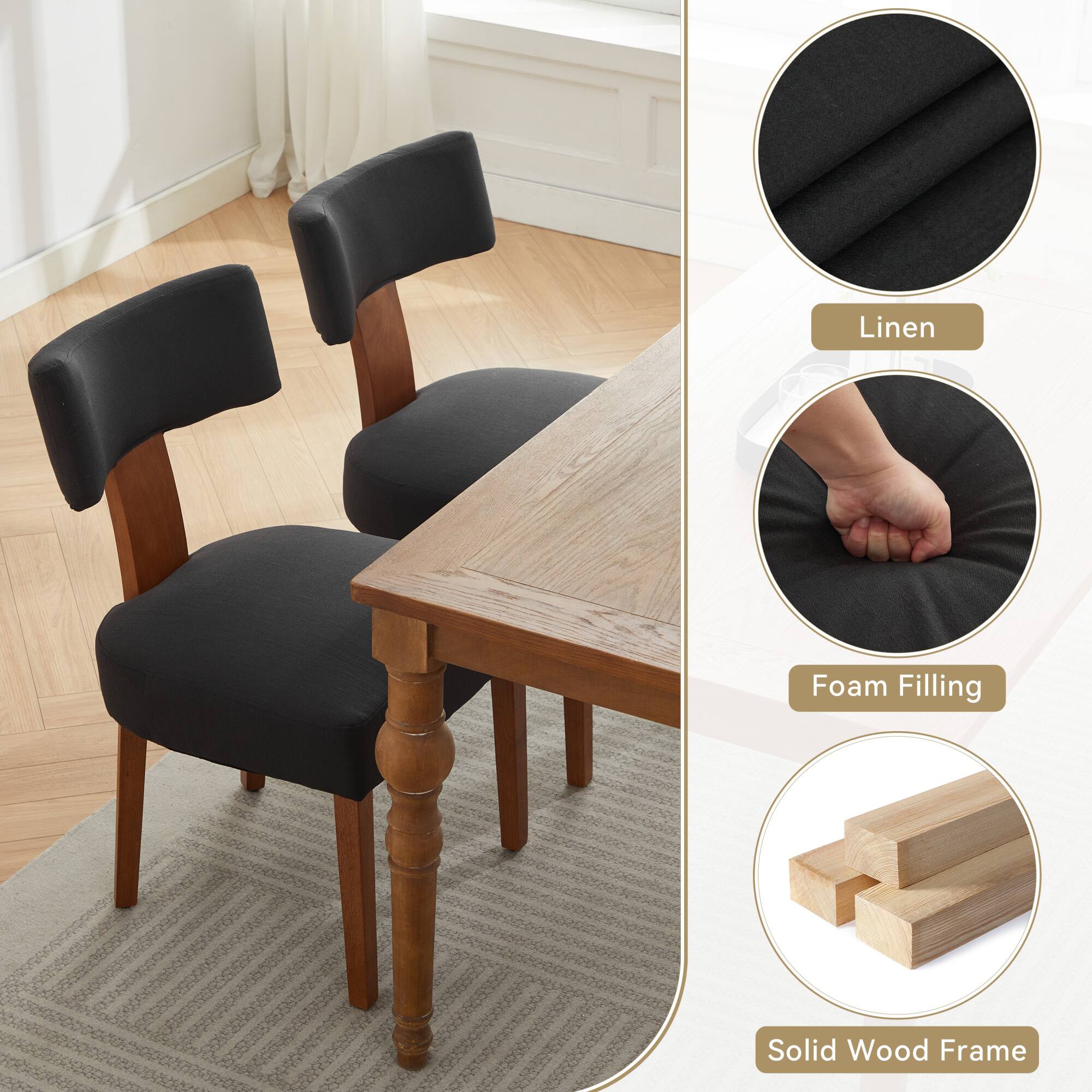 Linen Foam Filling Solid Wood Frame