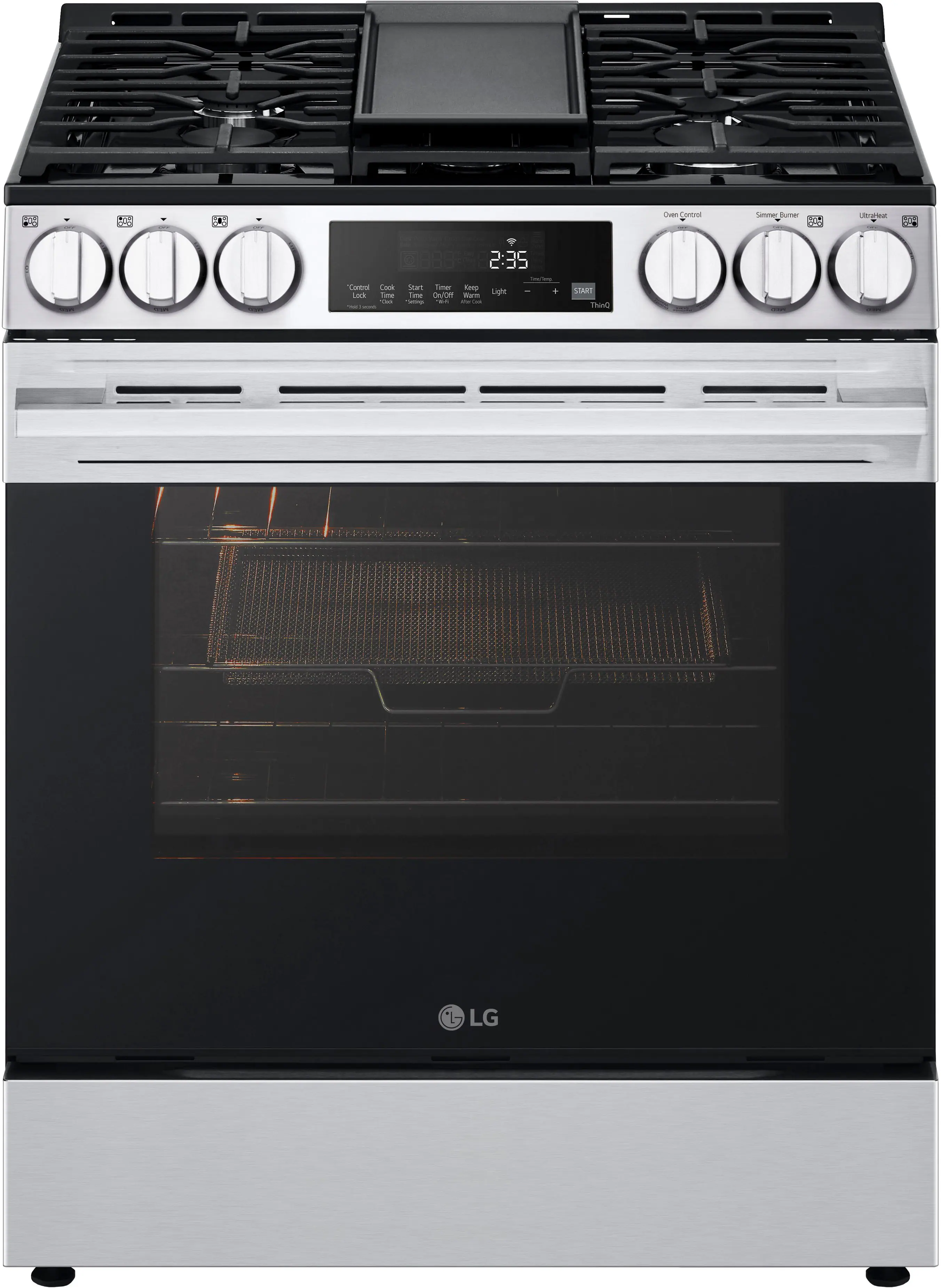 LG - 5.8 Cu. Ft. Slide-In Gas True Convection Smart Range with EasyClean, Air Fry and UltraHeat 20K Burner - Stainless Steel