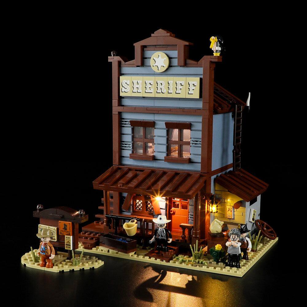 Angle. Lumibricks - Old West Sheriff's Office Lighting Building Set, 1240 Pieces LED Western Display Model Kit for Ages 16+.