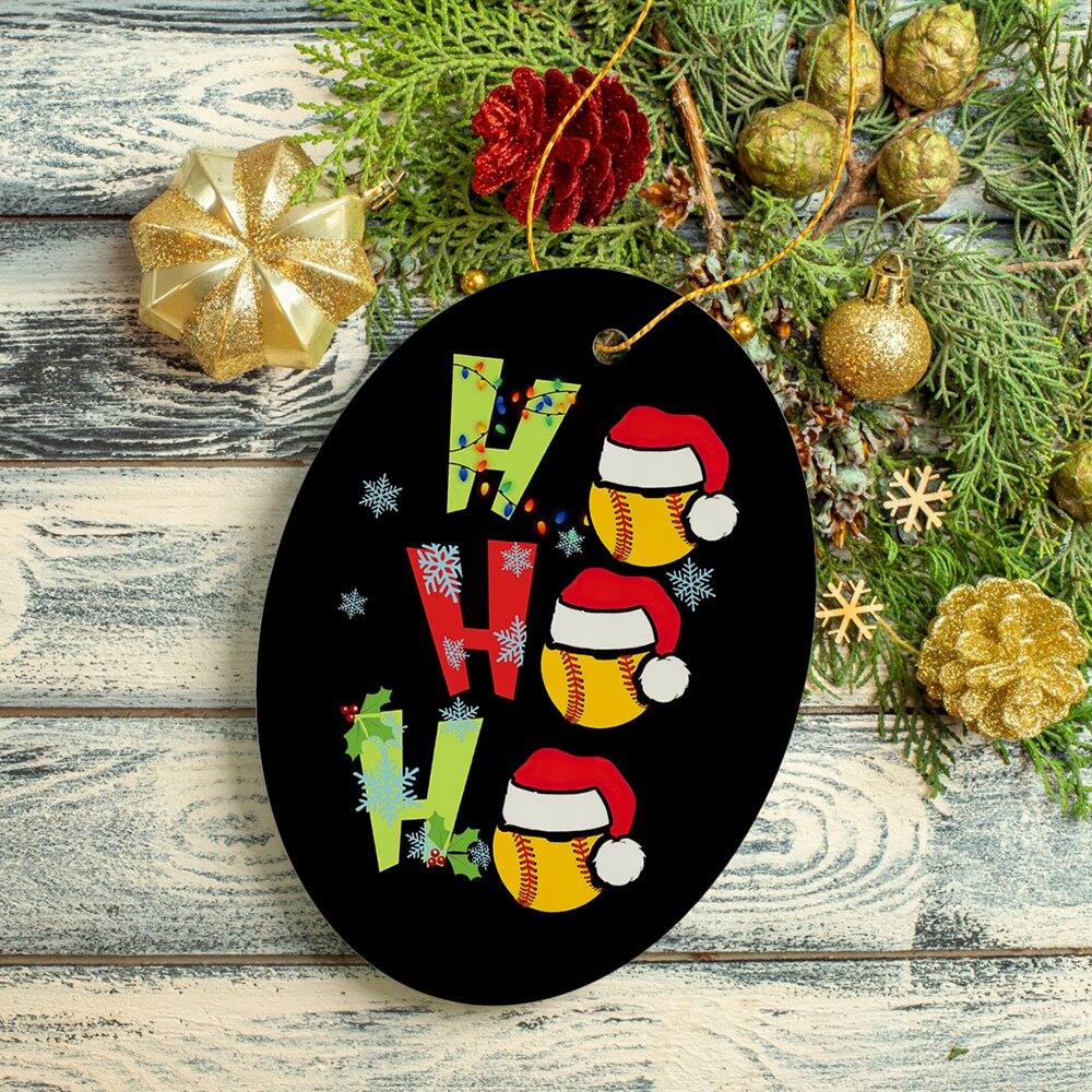 Back. OrnamentallyYou - Softball Christmas Ornament - Multi-colored.