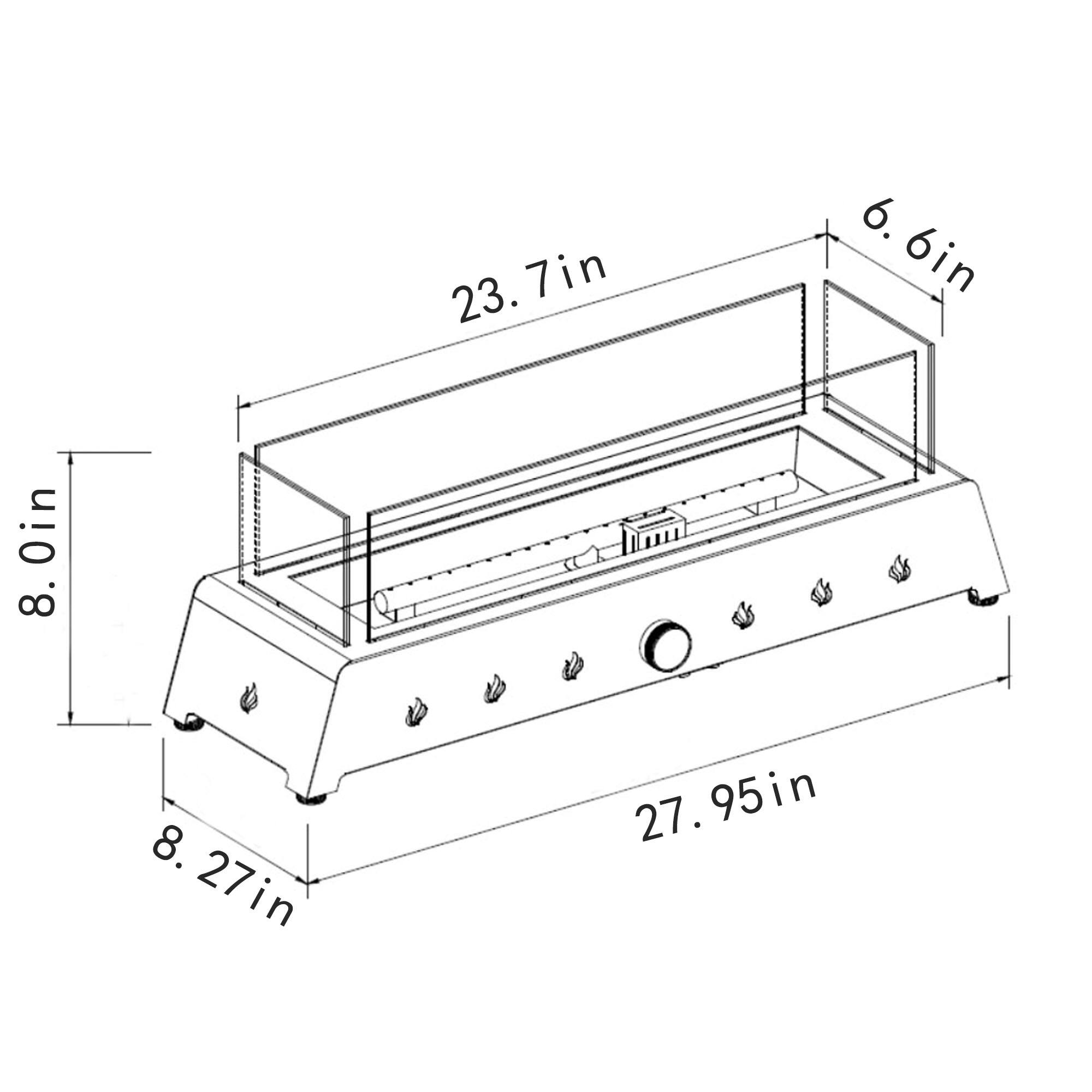 23.7 in  
6.6 in  
8.0 in  
8.27 in  
27.95 in