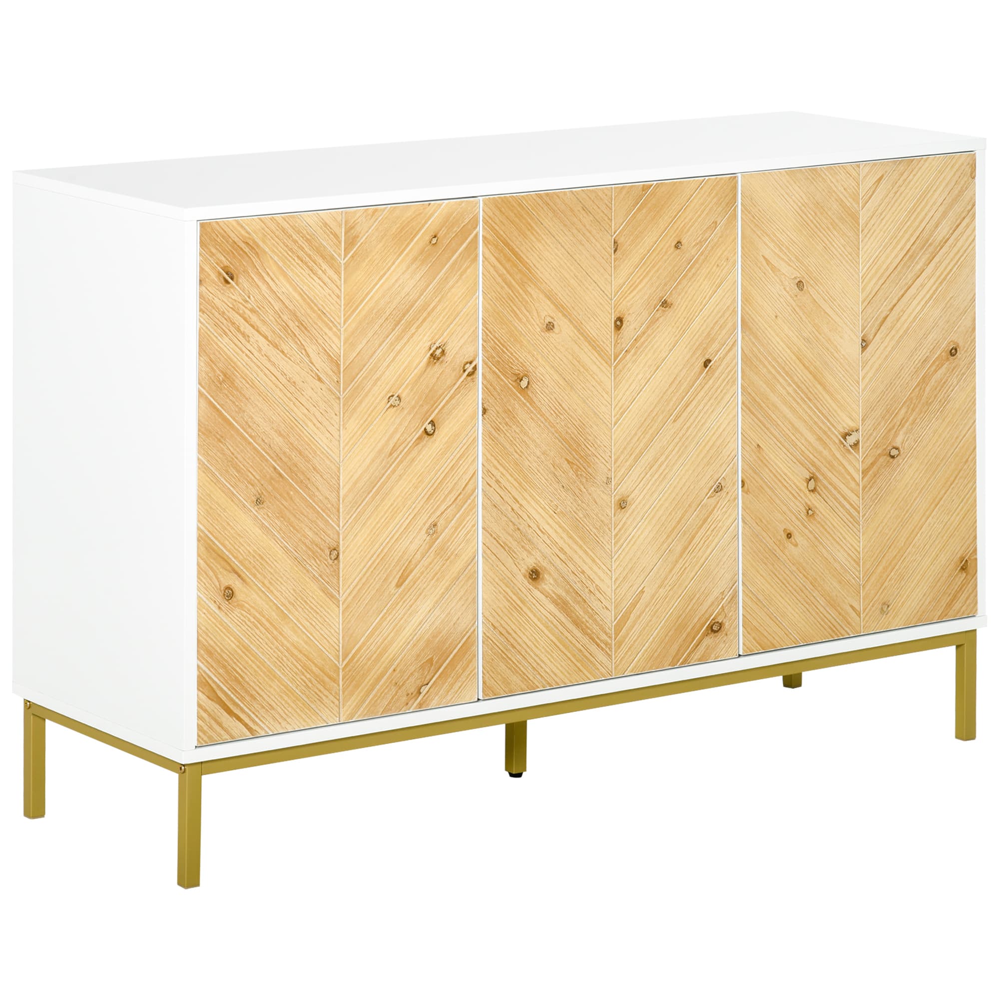 Homcom - Door Sideboard Buffet Cabinet, Coffee Bar Cabinet with Chevron Pattern, Adjustable Shelf and Metal Legs - Natural price history on PriceWatchPro