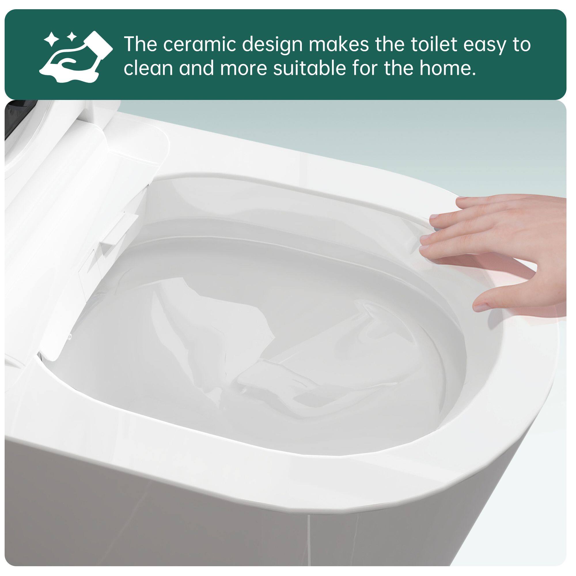 The ceramic design makes the toilet easy to clean and more suitable for the home.