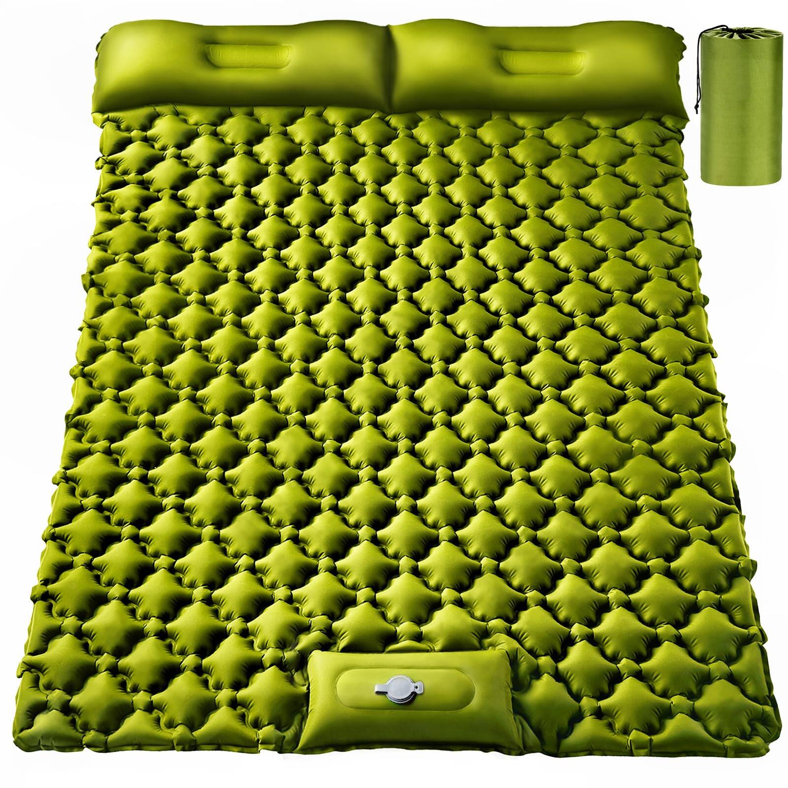 Front. Fabibe - Double Sleeping Pad  Ultralight 4" Extra-thick Self Inflating Mat For 2 Person With Pillow Built-in Foot Pump Portable C - Default.