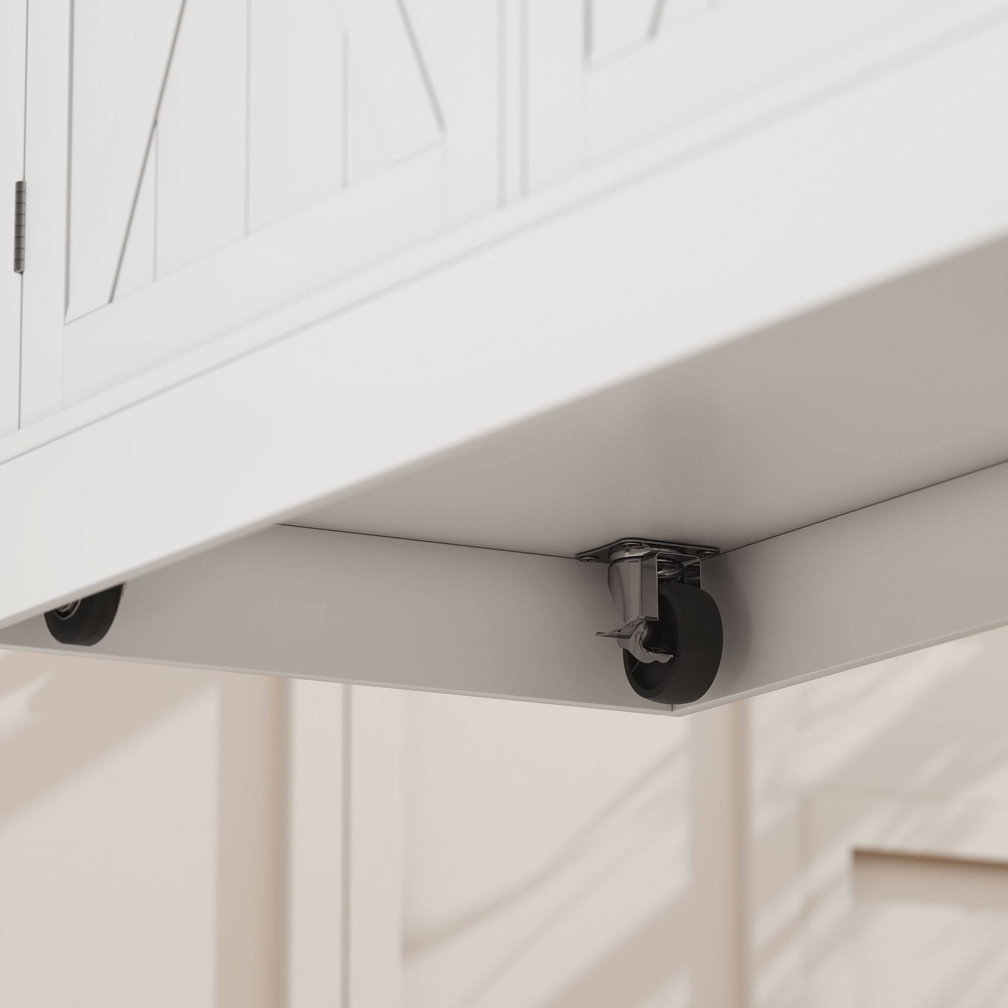 Alt View 7. Homcom - Rolling Kitchen Island with Drop Leaf Wood Breakfast Bar, Farmhouse Kitchen Cart with 2 Drawers, Adjustable Shelves - White.