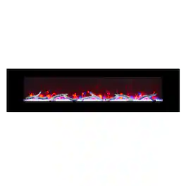 Boyel Living - 72 in. Wall Mounted Infrared Electric Fireplace with Multi-Color Flame and CSA Certification - Black
