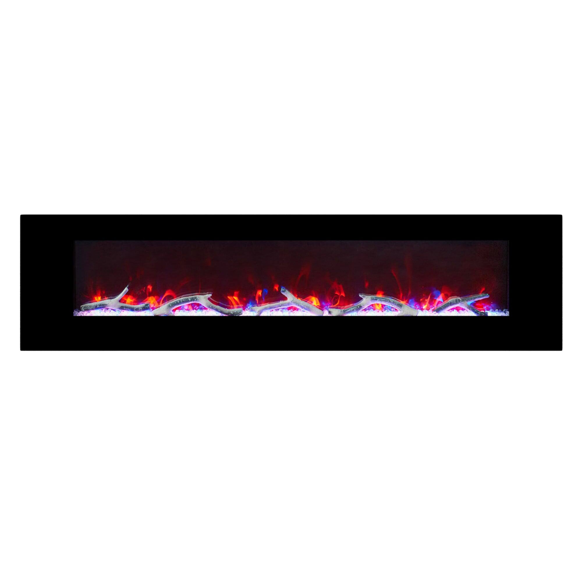 Front. Boyel Living - 72 in. Wall Mounted Infrared Electric Fireplace with Multi-Color Flame and CSA Certification - Black.