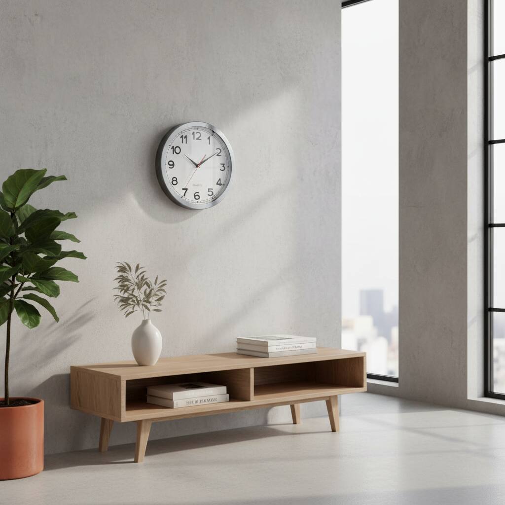 Alt View 1. Dazzed Corner - 14 Inch Silent Non-Ticking Battery Operated Wall Clock,Metal Decorative Analog Clock - Silver.