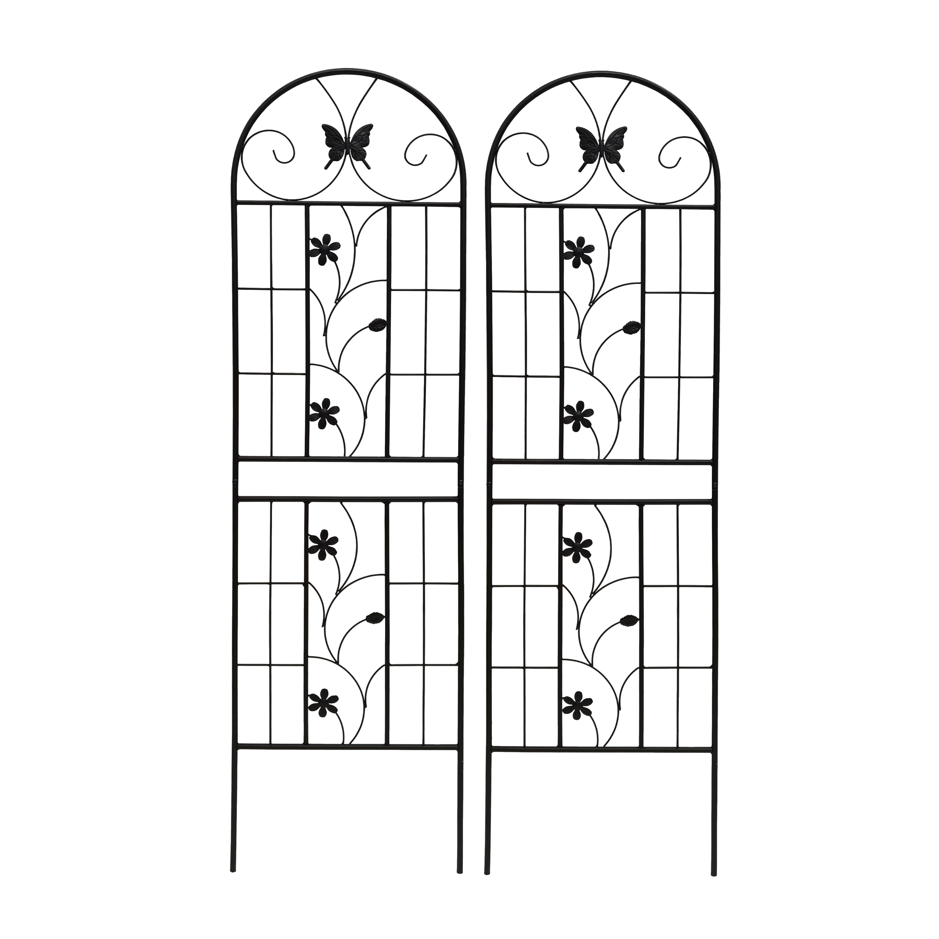 Alt View 6. Loheer - Rustproof Metal Garden Trellis Set 5.9 ft x 1.6 ft 2 Pack Climbing Plant Support - Black.