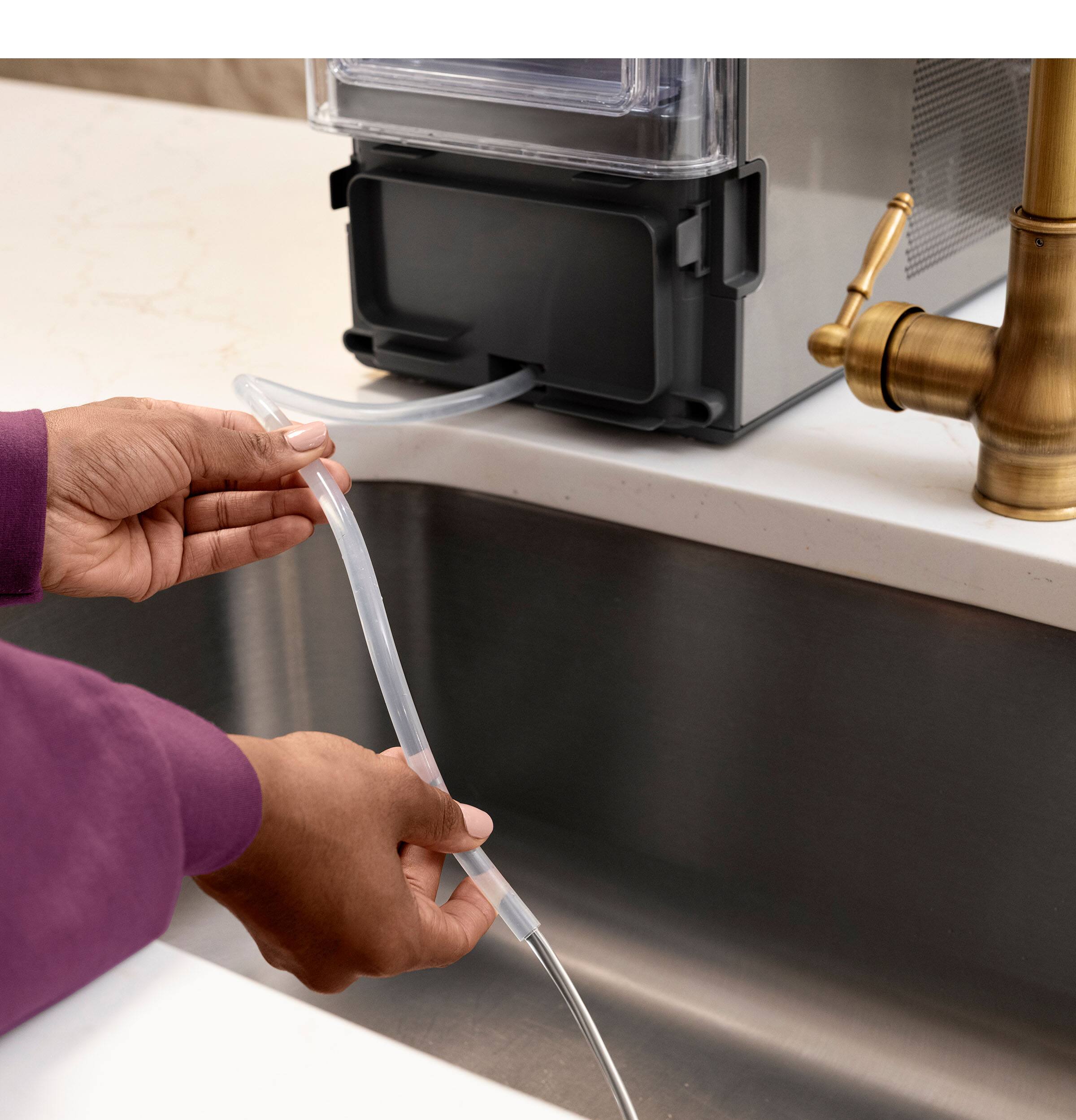 Alt View 12. GE Profile - Opal Mini Pro Countertop Nugget Ice Maker with Side Tank, 36 lb Daily Ice Production - Stainless Steel.