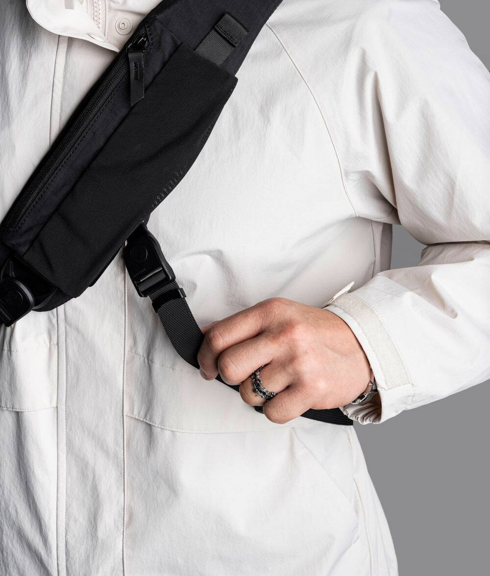 Alt View 2. ALPAKA - Metro Crossbody Left Shoulder Sling Bag Men,Sling Backpack - Fits 11" Tablet - Single Shoulder - Black Axoflux 210D.