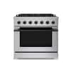 Front. Hauslane - HausPro 36 in. 6 Burners (20,000 BTU) Freestanding Dual Fuel Range in Stainless Steel with Convection Oven Matte Black - Matte Black.