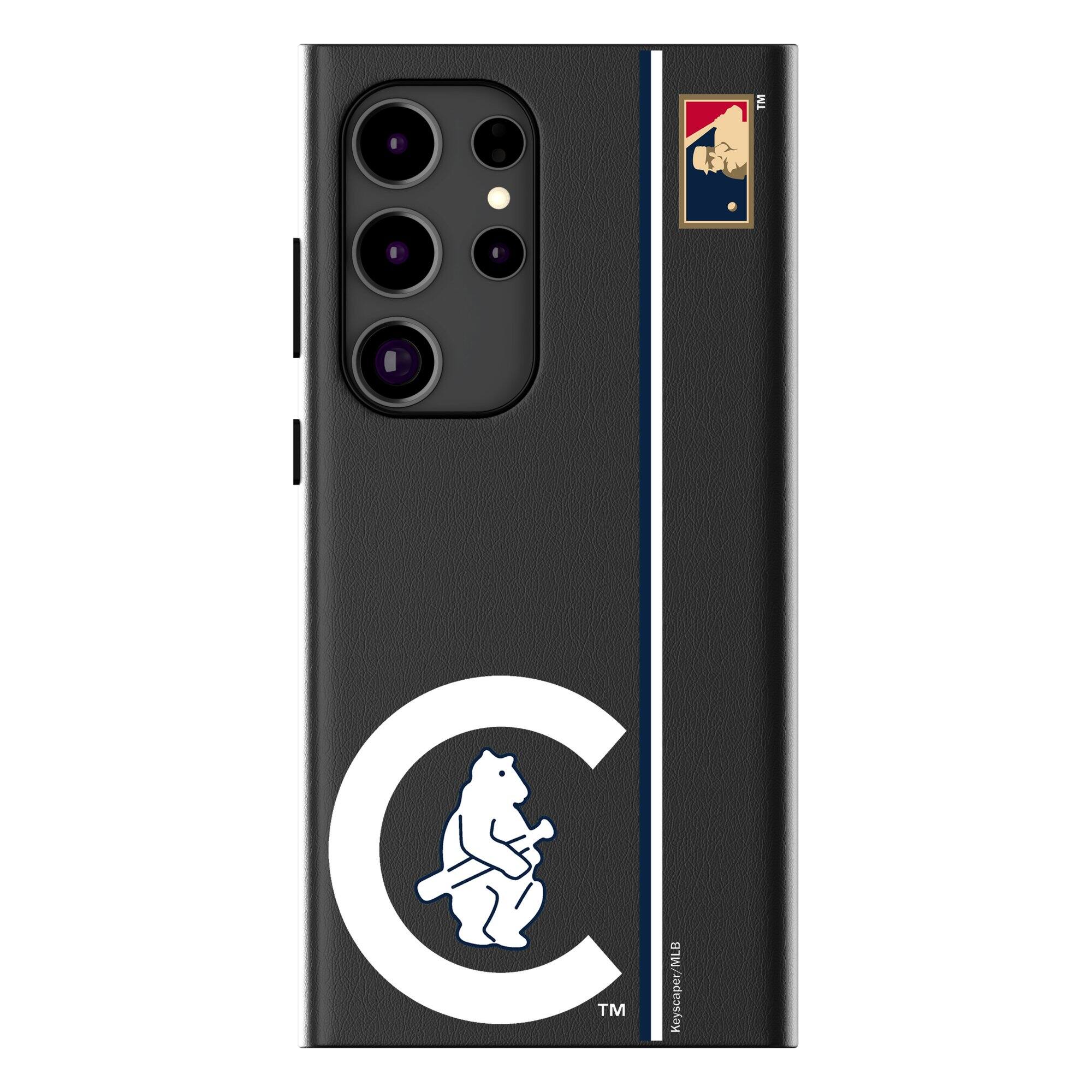 Front. Keyscaper - Chicago Cubs Galaxy Magnetic Bump Case - S24 Ultra - Black.