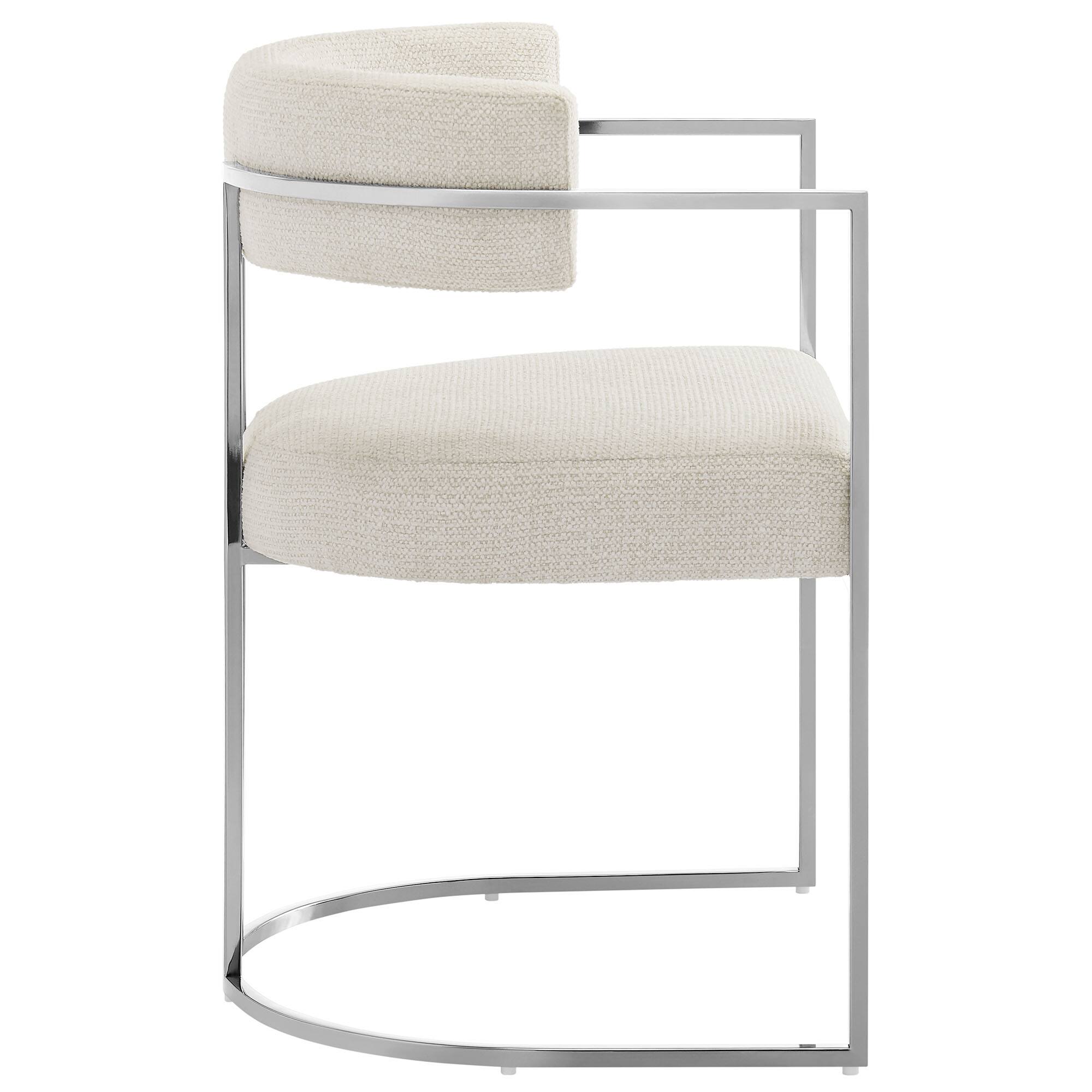 Alt View 1. Modway - Huron Curved Back Fabric and Metal Dining Accent Chair by Modway - White.