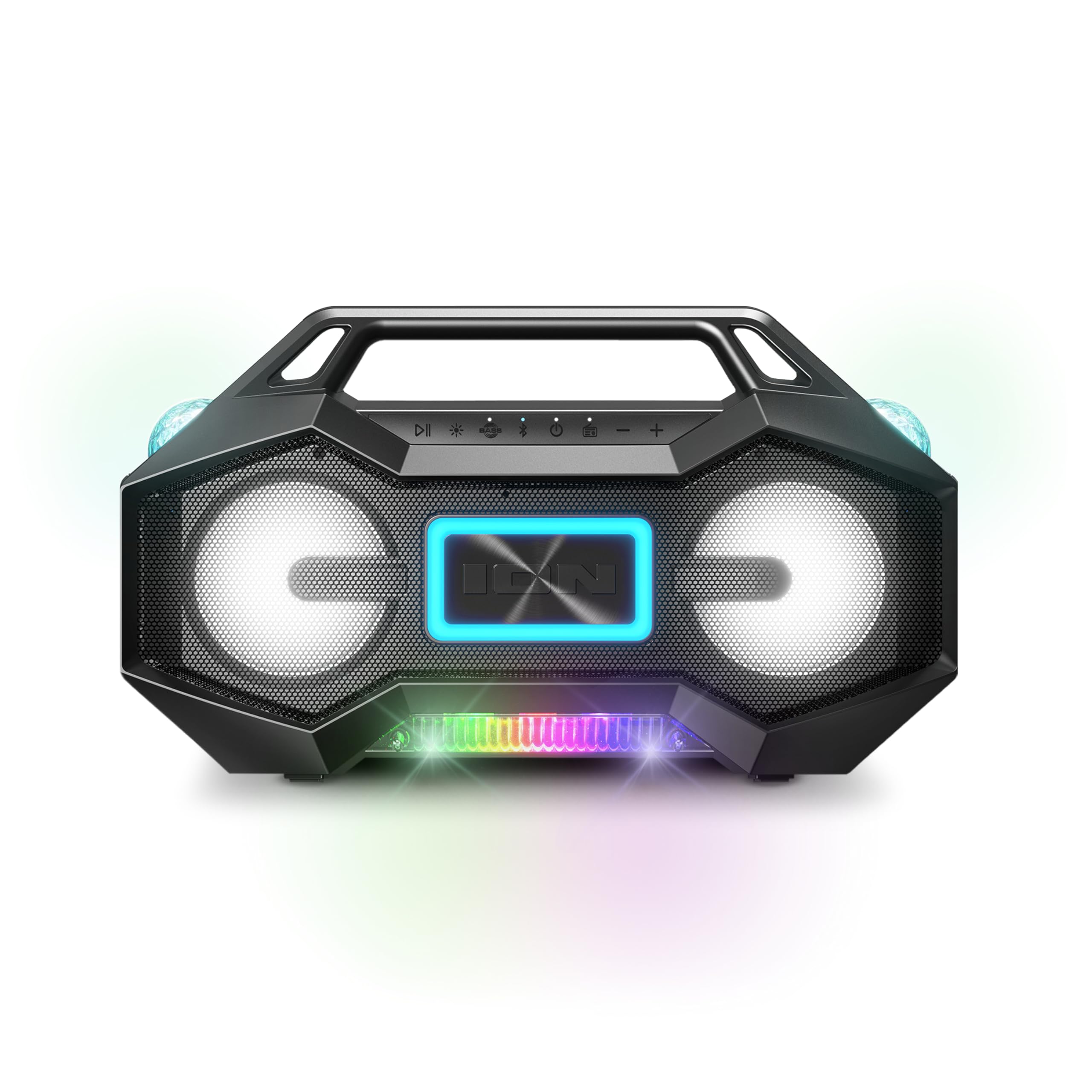 Back. Dazzed Corner - Portable Bluetooth Boombox Speaker with Party Lights - Black.