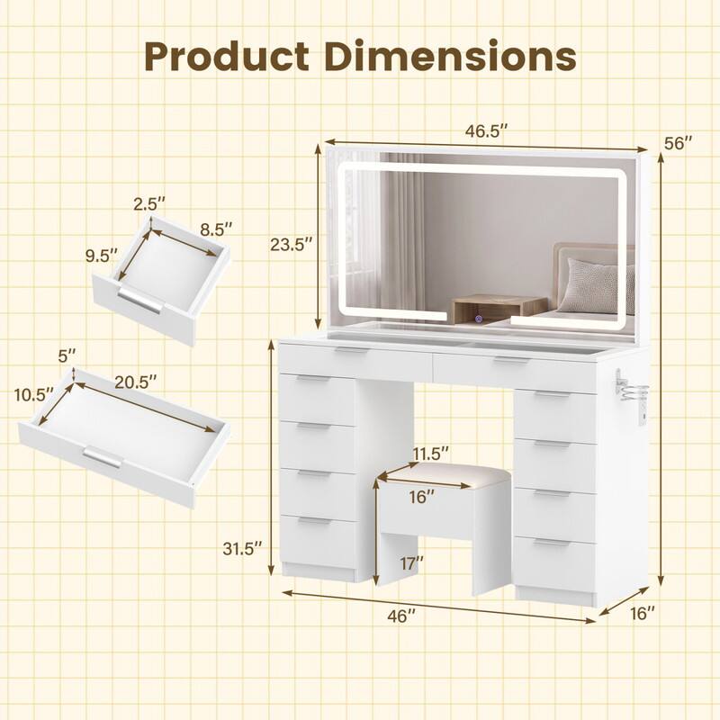 Product Dimensions
46.5"
56"
2.5" x 9.5"
8.5" x 23.5"
5" x 10.5"
20.5"
11.5" x 16"
31.5"
17"
46"
16"