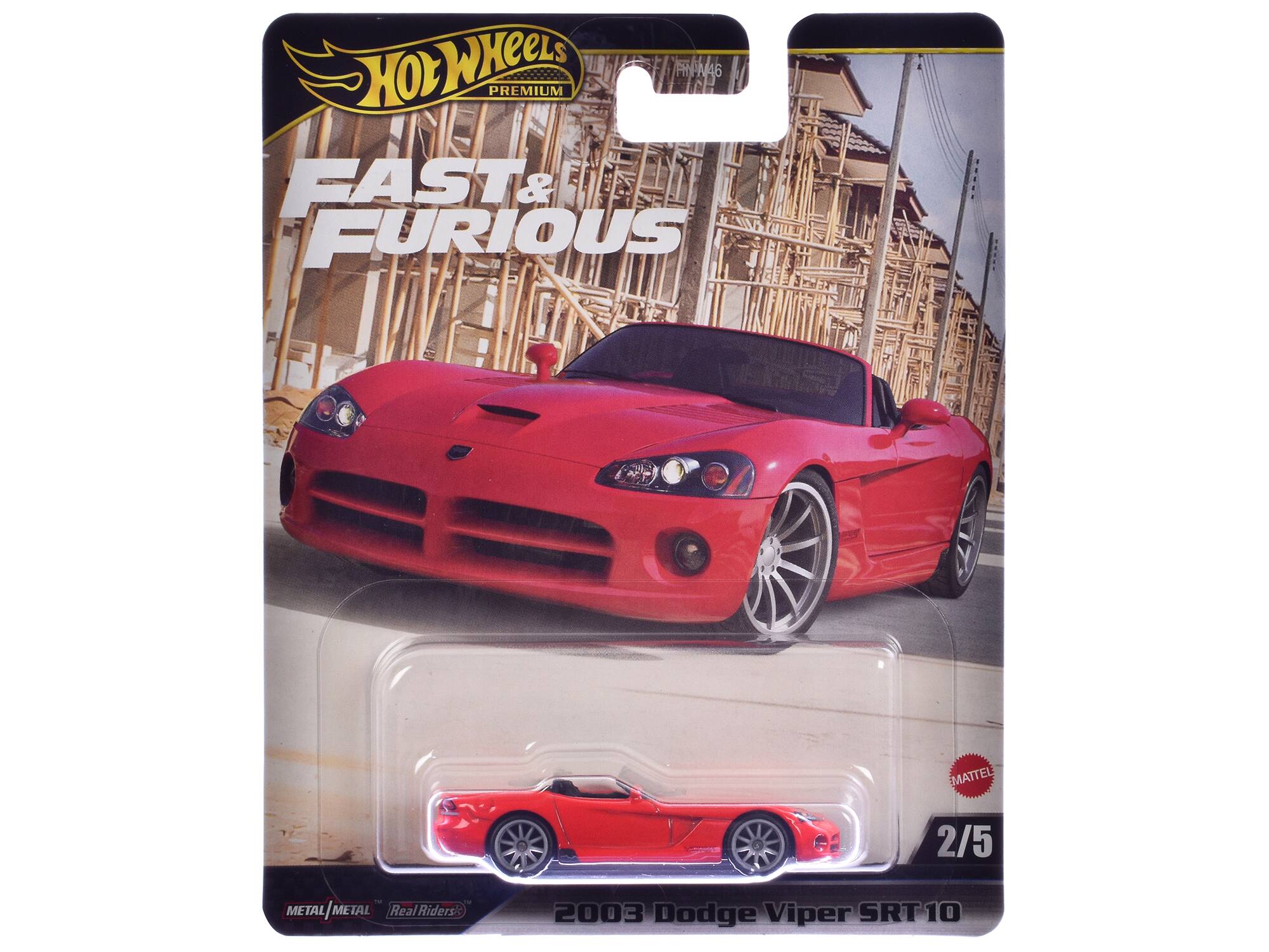 Hot Wheels Premium PHPN46 Fast & Furious Mattel 2/5 Metal/Metal Real Riders 2003 Dodge Viper SRT 10
