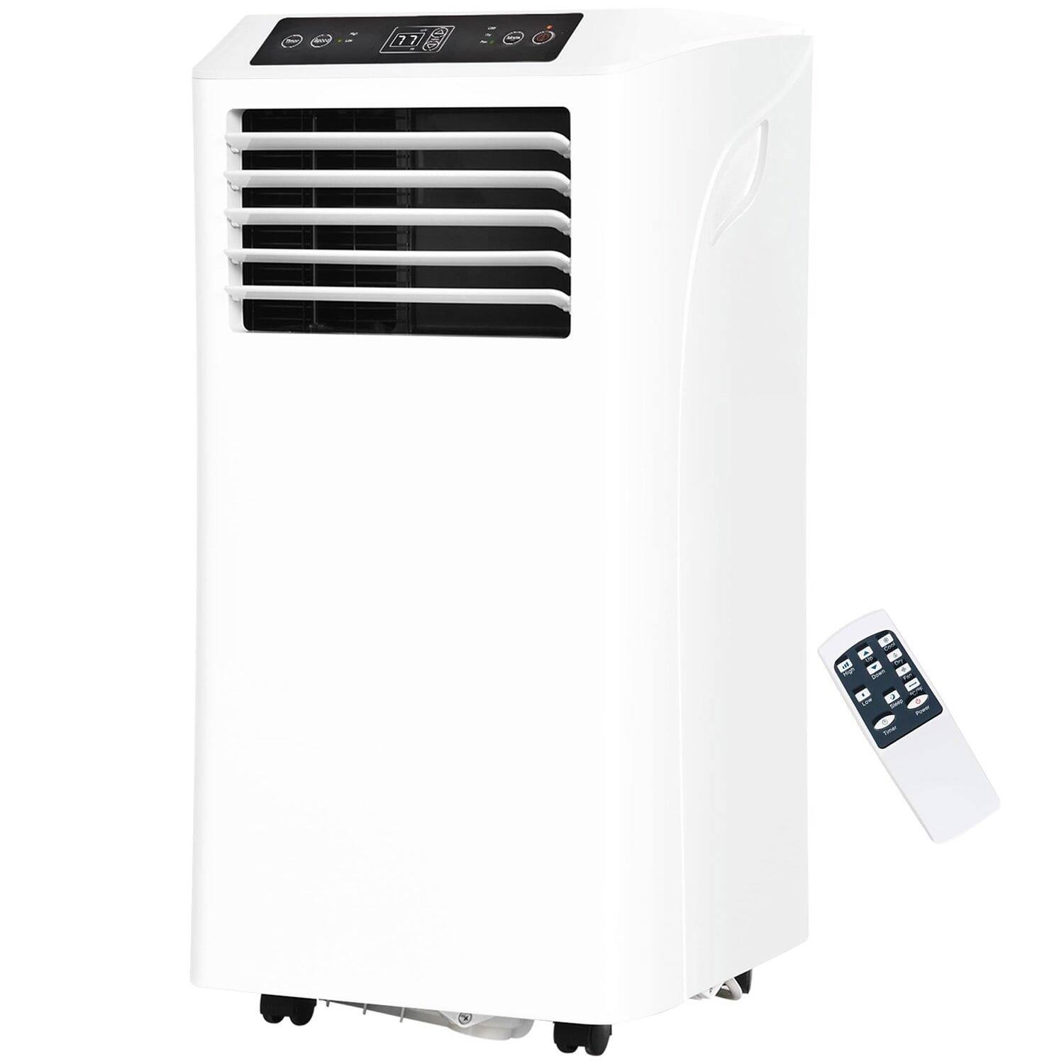 Front. Resenkos - 8000BTU Mobile Portable Air Conditioner with Cooling, Dehumidifier, 24-Hour Timer for Bedroom, White - White.