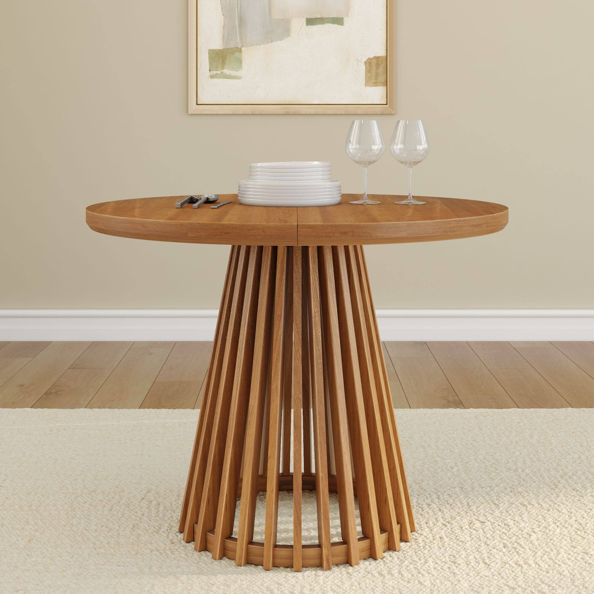 Alt View 1. Plank+Beam - Lido Round Dining Table (38in / 966mm)|| Pecan - Pecan.