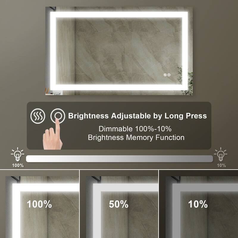 Brightness Adjustable by Long Press Dimmable 100%-10% Brightness Memory Function