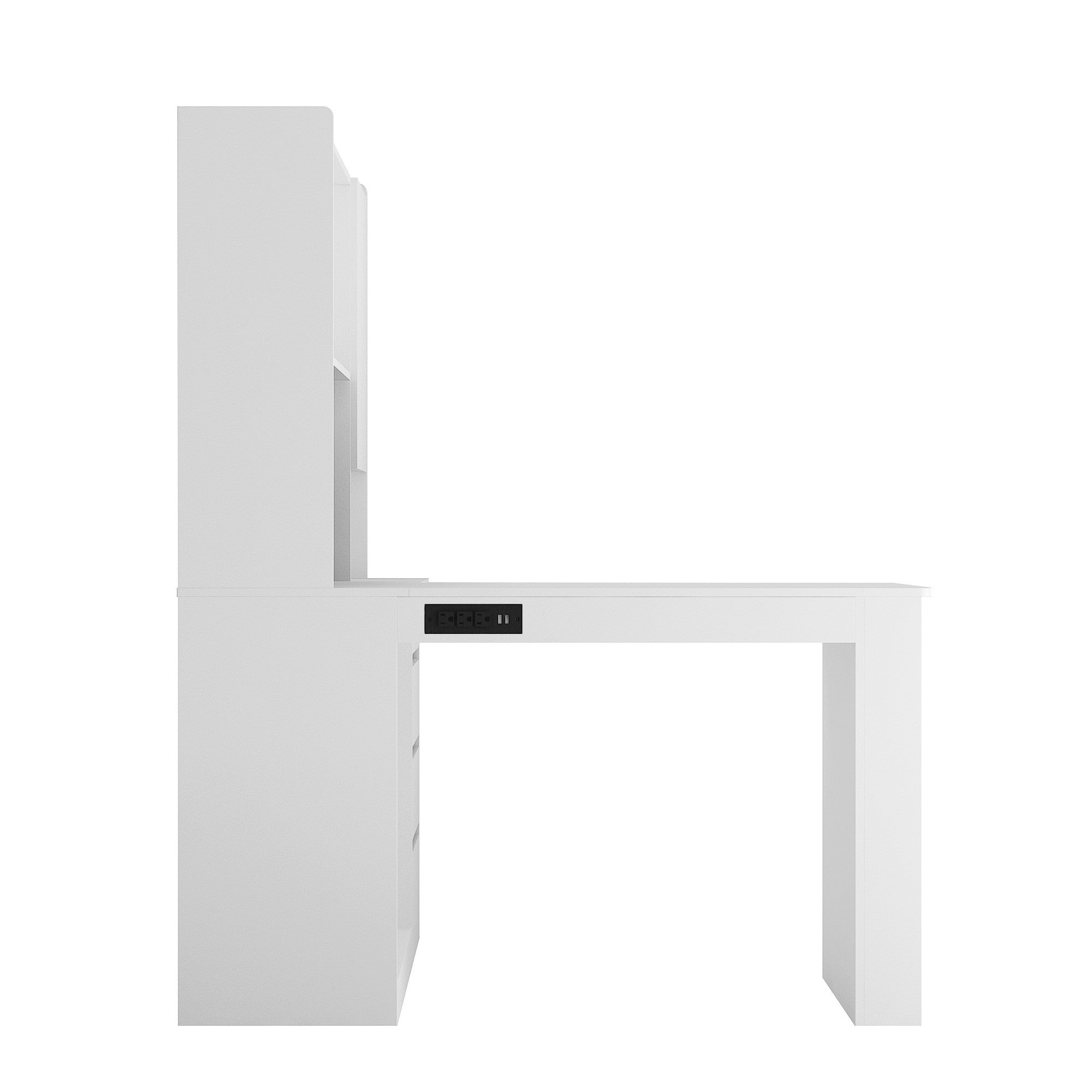 Alt View 8. Boyel Living - L Shaped Desk with Charger and LED Light - White.