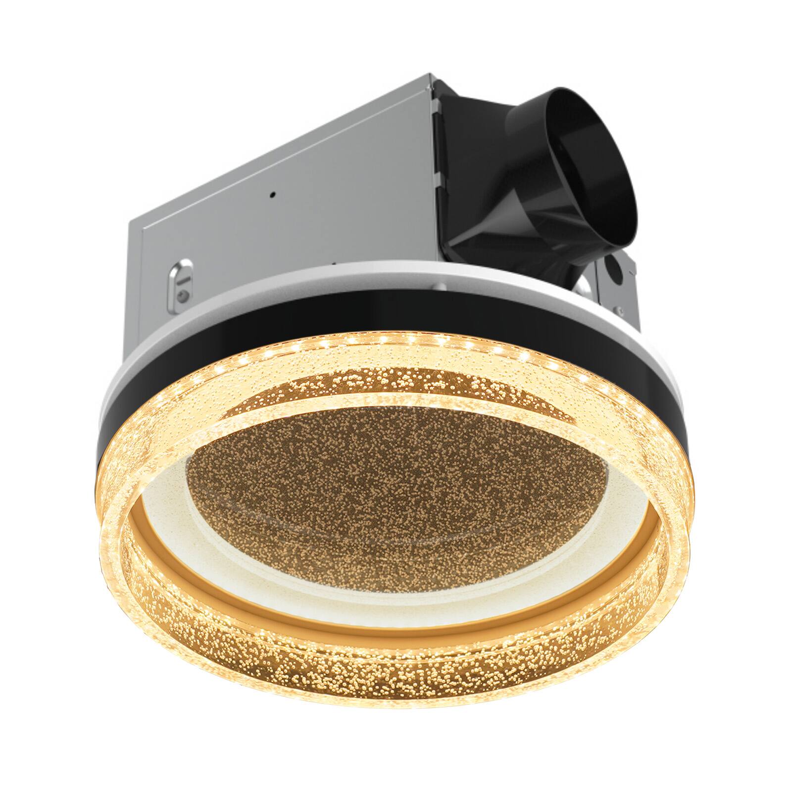 Alt View 7. Akicon - N5 Decorative Black 110 CFM 1.5 Sone Ceiling Bathroom Exhaust Fan with Dimmable and Starry Light, Round - Black.