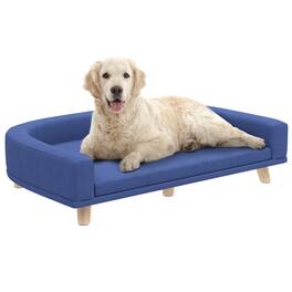 Pawhut - Sofa Couch, Pet Bed with Comfortable Cushion, Washable Cover, Wooden Legs, Large Dogs, Cats, Kittens - Blue
