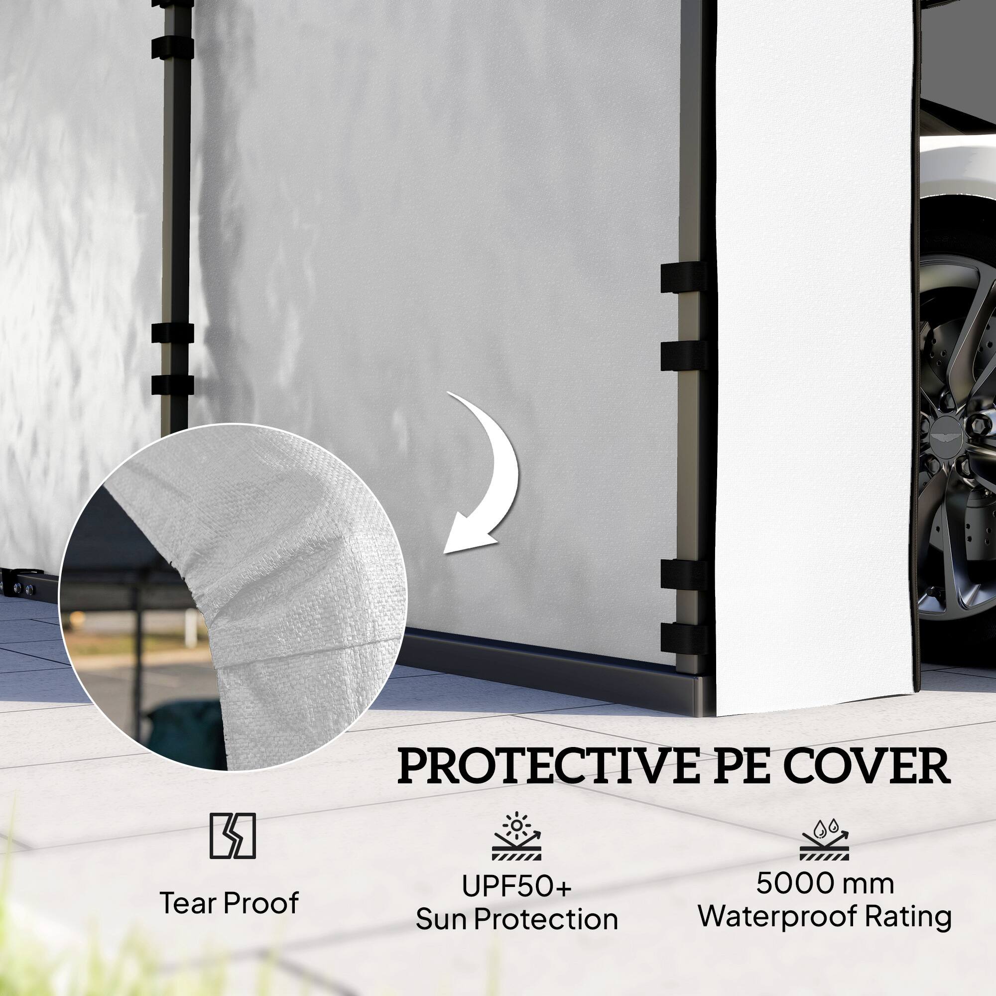 PROTECTIVE PE COVER  
- Tear Proof  
- UPF50+ Sun Protection  
- 5000 mm Waterproof Rating