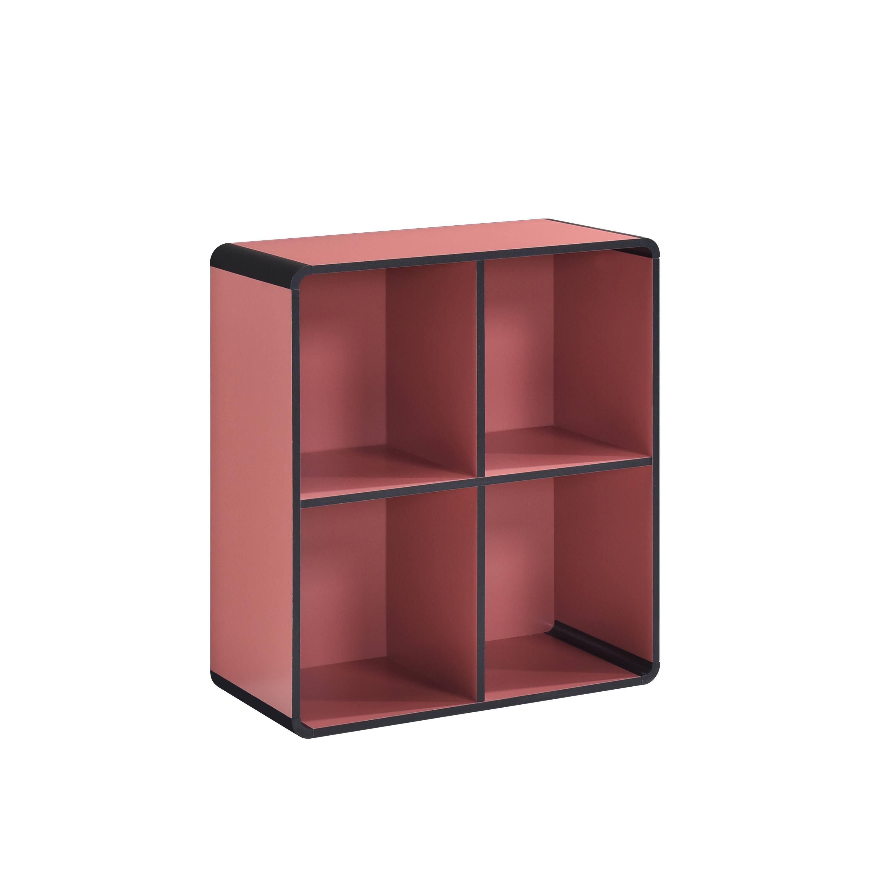 Kings Brand Furniture - Dothan Wood 4-Cubed Open Bookcase - Storage Shelf Organizer Bookshelf - Red price history on PriceWatchPro