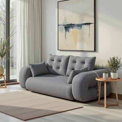 Front. Ecooso - Human Dog Bed Lazy Sofa Couch, 78.7" Multi-Functional Foldable Sofa Bed, 3-in-1 Foam Sleeper Sofa for Living Room - Grey.