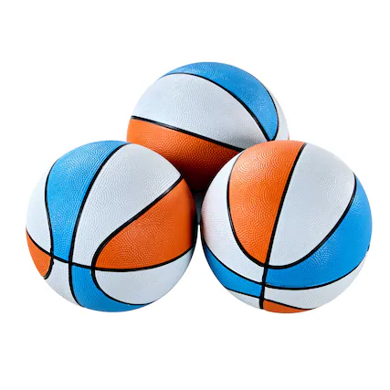 Front. Hall of Games - Hall of Games Size 3 Basketball, Indoor & Outdoor 3-pack, 7-inch Diameter Durable Rubber Ball, Perfect for Arcade Games - Orange/ White/ Blue.