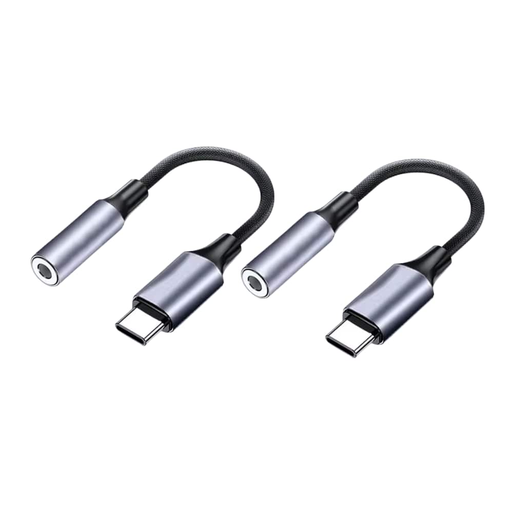 Qixxronics - (2 Pack) USB C to 3.5mm Headphone Jack Adapter, USB C to AUX Adapter for Samsung, iPad Pro, Pixel, OnePlus - Gray