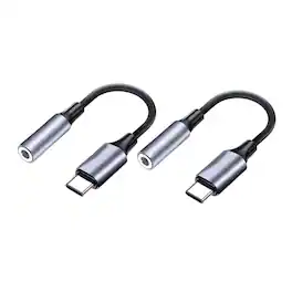 Qixxronics - (2 Pack) USB C to 3.5mm Headphone Jack Adapter, USB C to AUX Adapter for Samsung, iPad Pro, Pixel, OnePlus - Gray