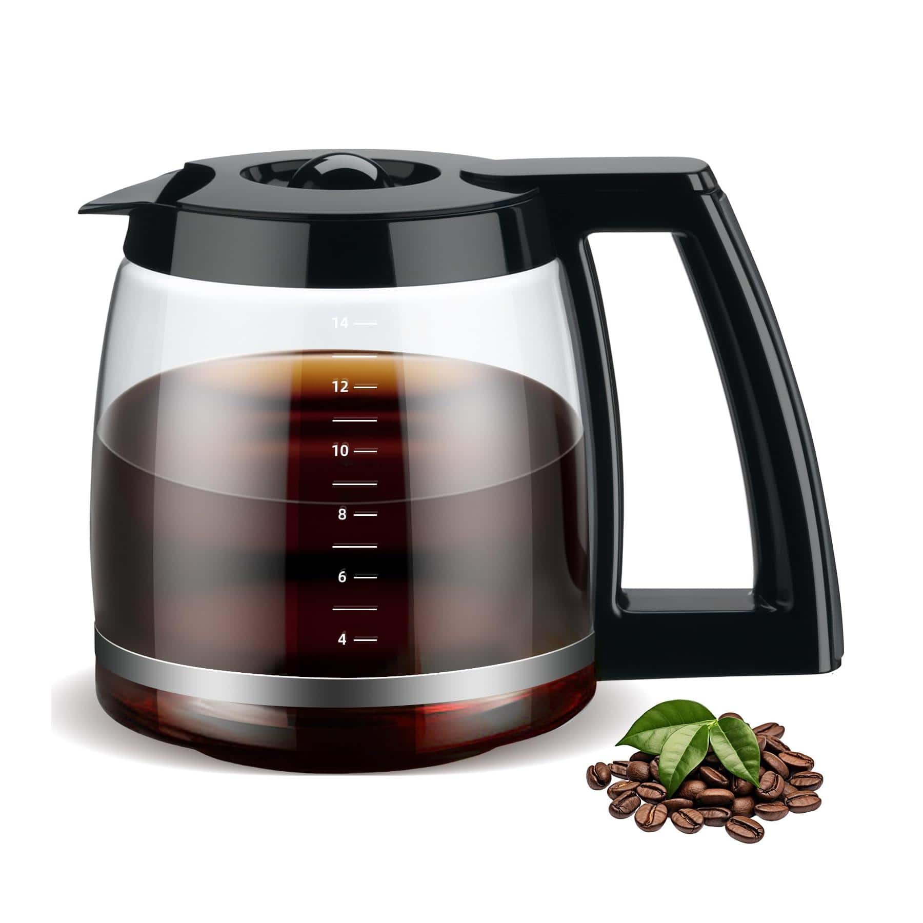 Dapper Styles - 14 Cup Coffee Carafe Replacement Compatible With Cuisinart Dcc-2200 Dcc-3200 Glass Pot Lid For Maker Driple - Default