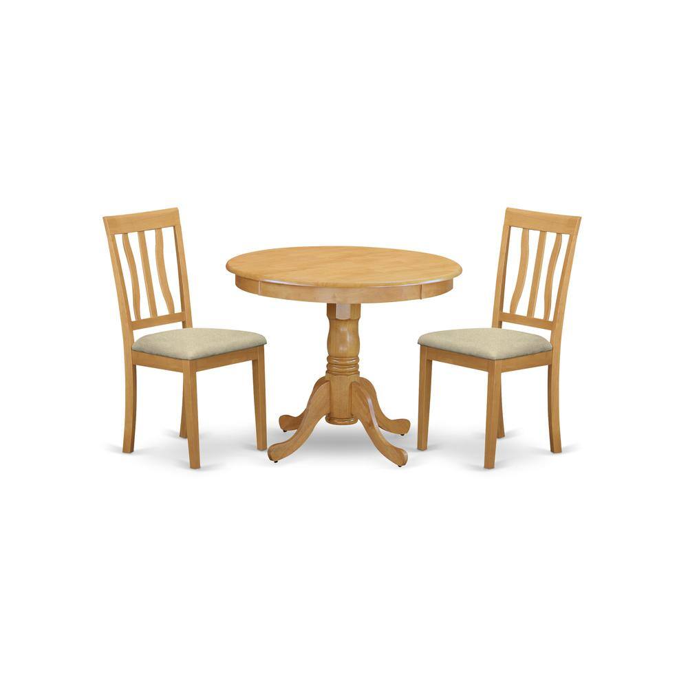 Back. East West Furniture - ANTI3-OAK-C 3 PC Kitchen Table set-small Kitchen Table plus 2 Dining Chairs - Oak.