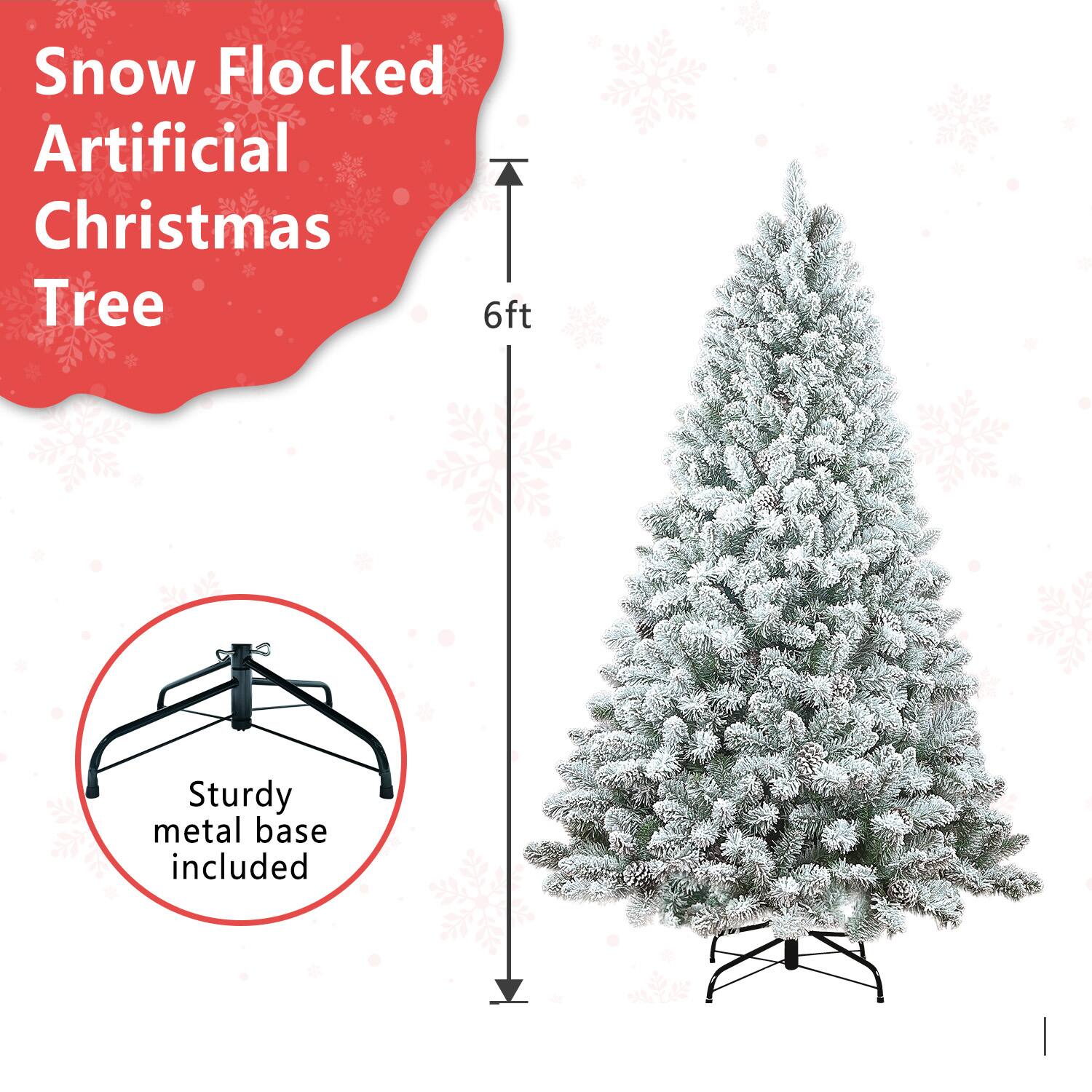 Snow Flocked Artificial Christmas Tree  
6ft  
Sturdy metal base included