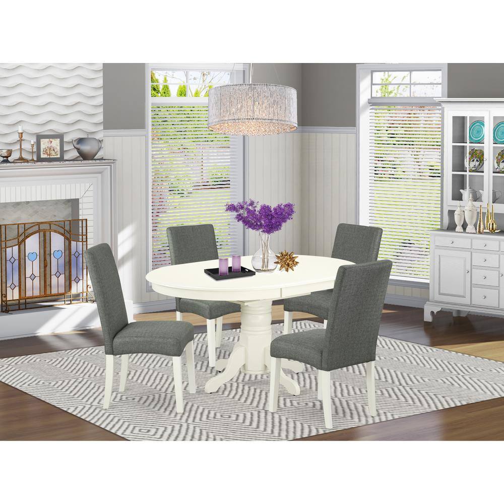 Left. East West Furniture - Dining Room Set Linen White - Brown.