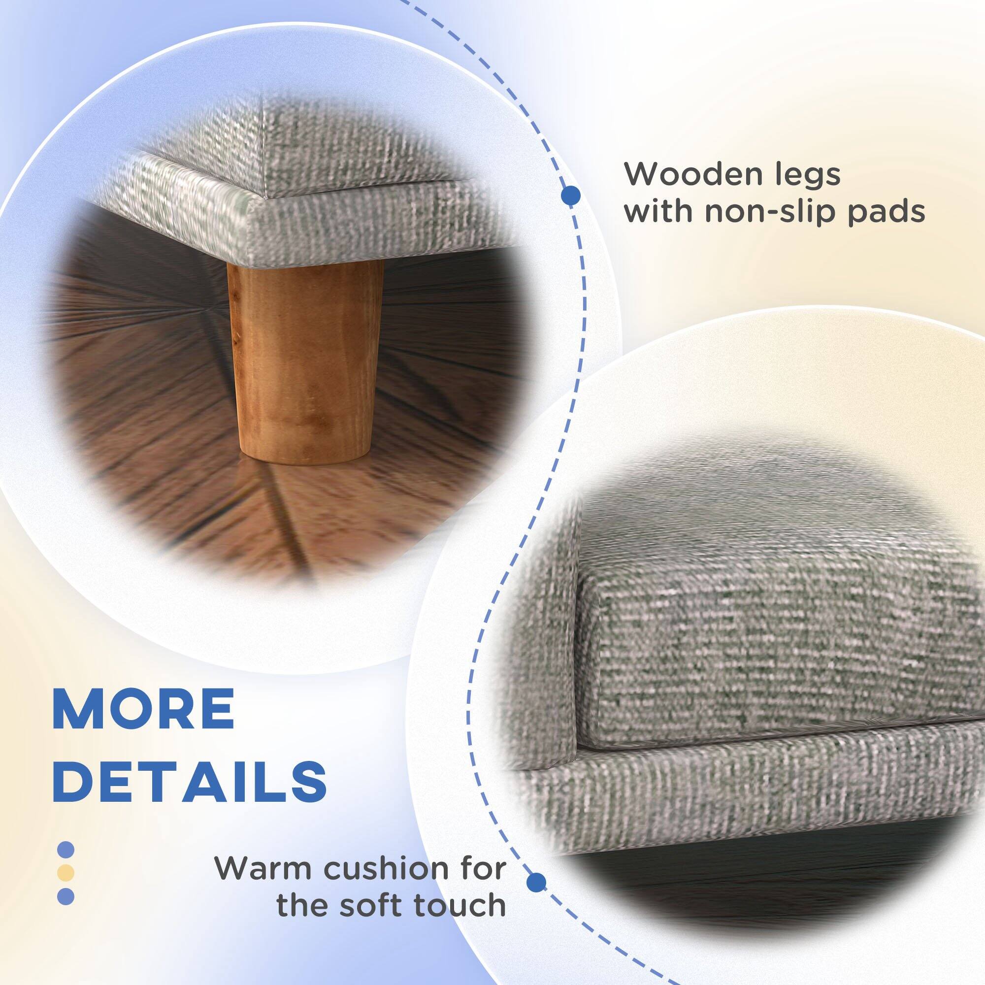 - Wooden legs with non-slip pads
- Warm cushion for the soft touch

MORE DETAILS
