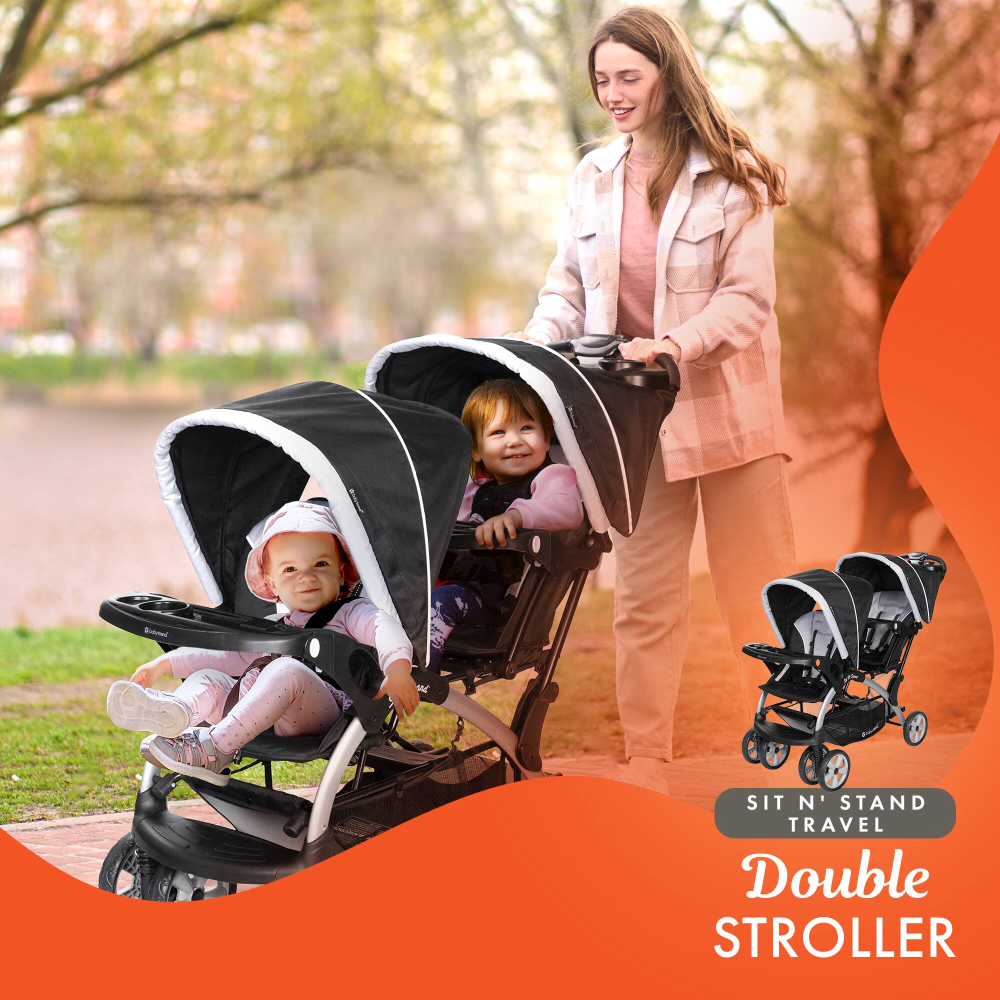 SIT N' STAND TRAVEL Double STROLLER