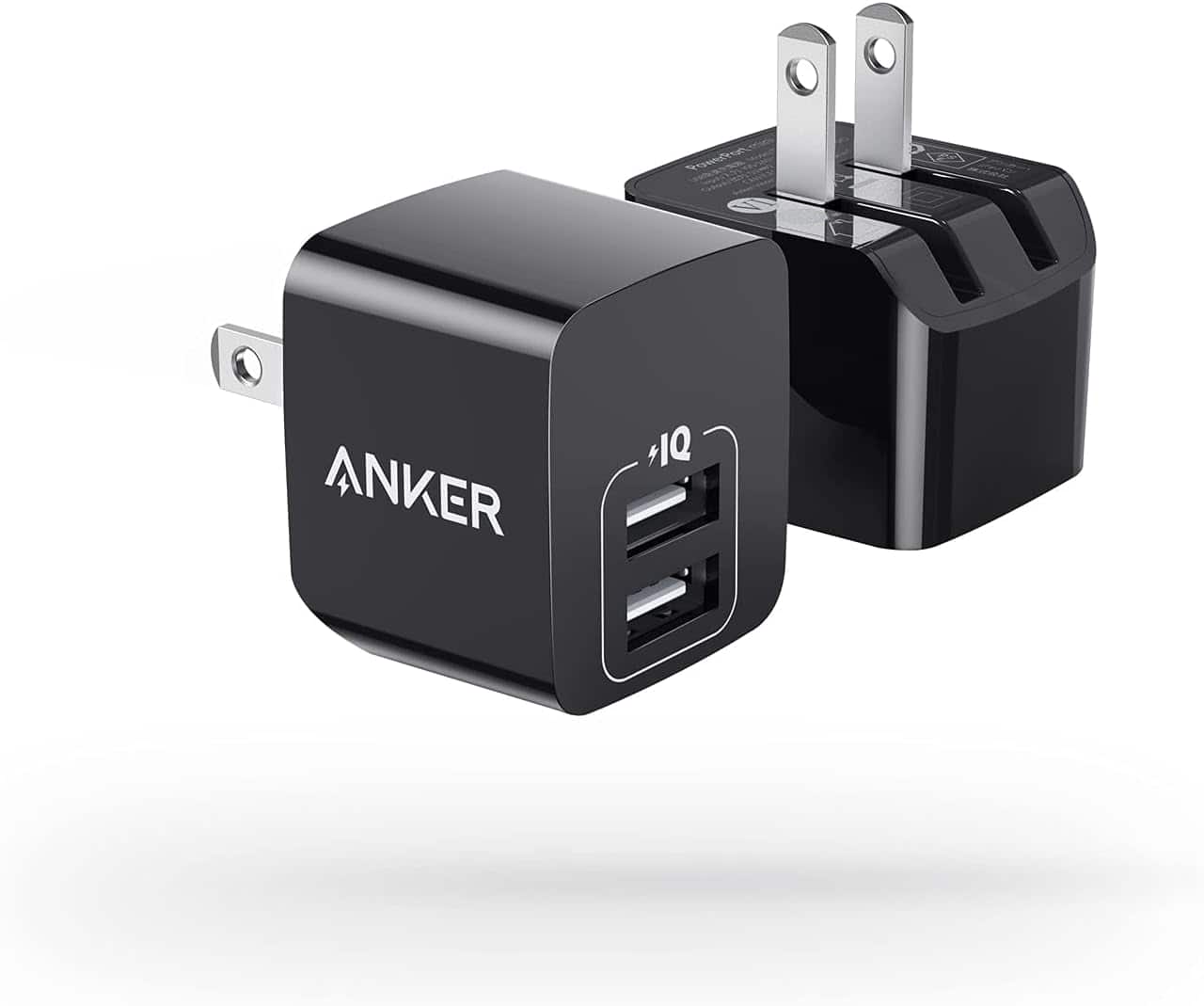 USB Charger, Anker 2-Pack Dual Port 12W Wall Charger Adapter - Black