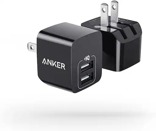 Front. Anker - USB Charger, Anker 2-Pack Dual Port 12W Wall Charger Adapter - Black.