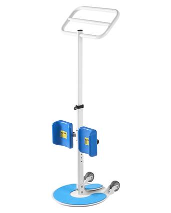 Front. VEVOR - Sit to Stand Lift for Elderly with 360° Swivel Turner, Standing Aid with Adjustable Height & Knee Pad - blue and white.